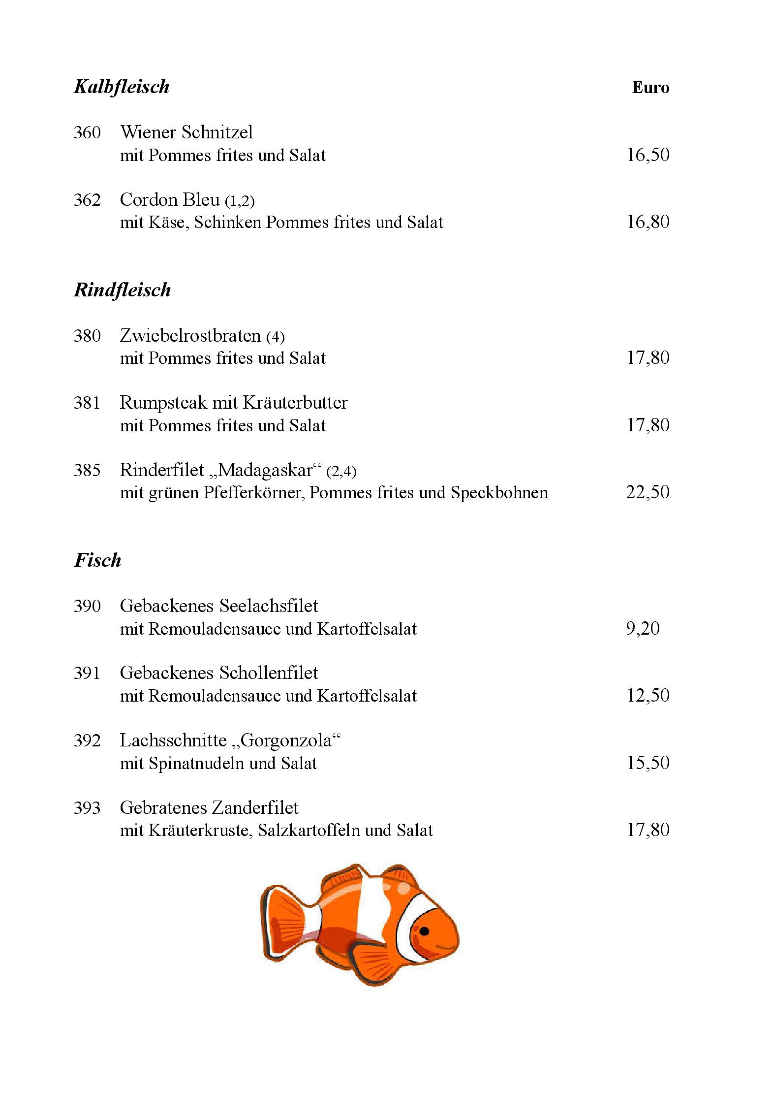 Speisekarte