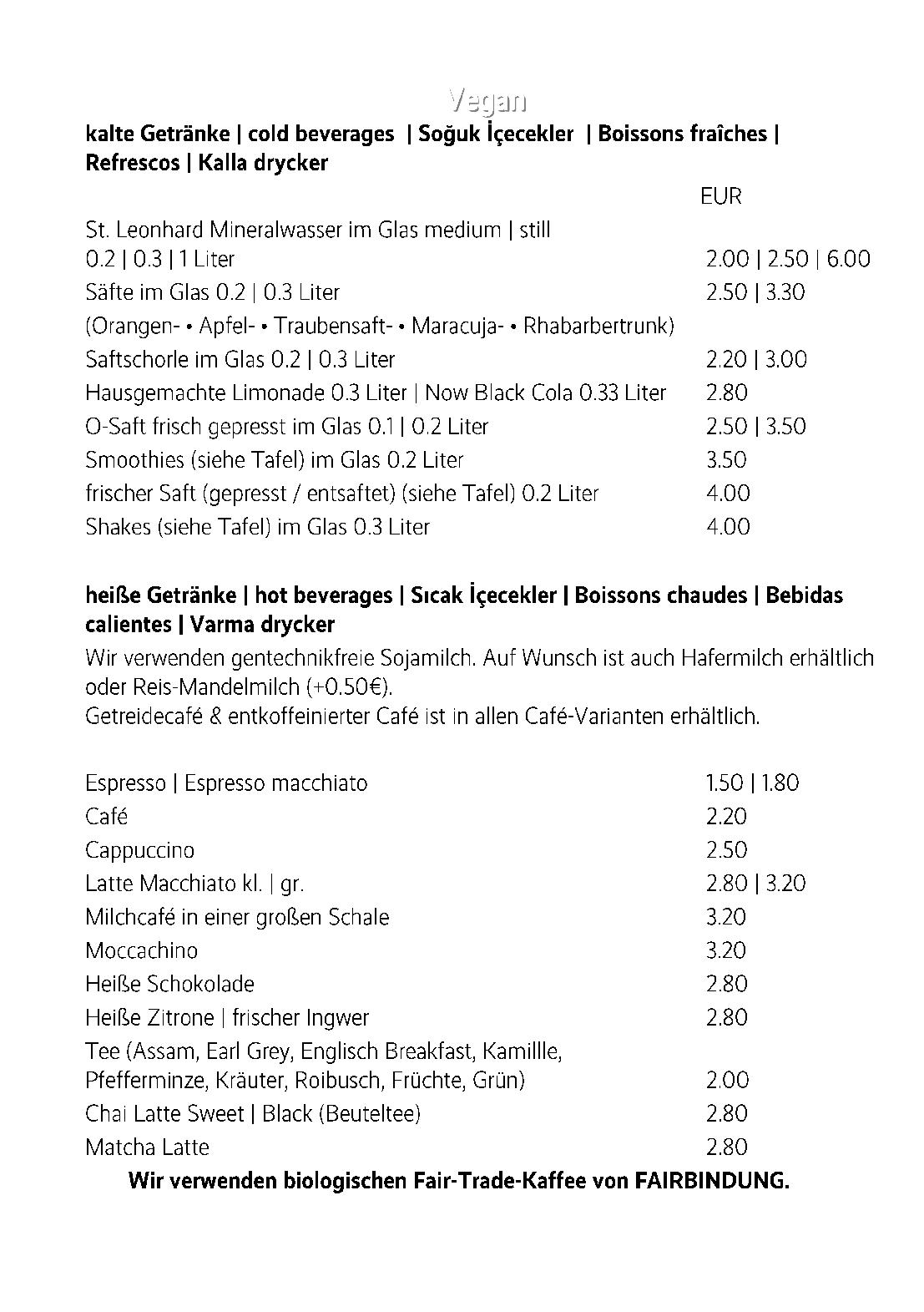 Speisekarte