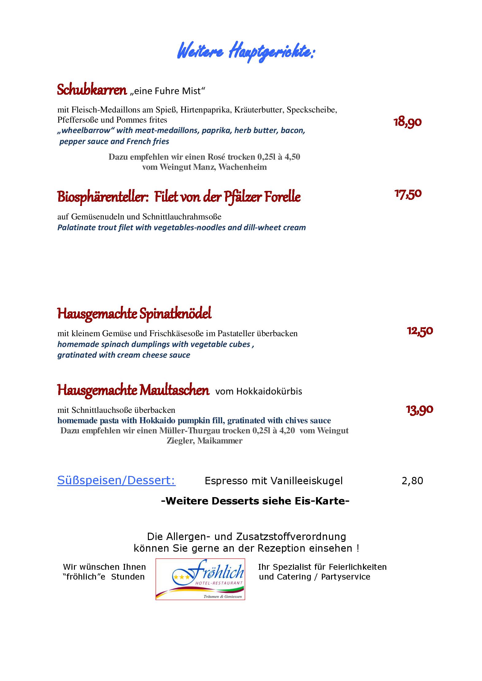 Speisekarte