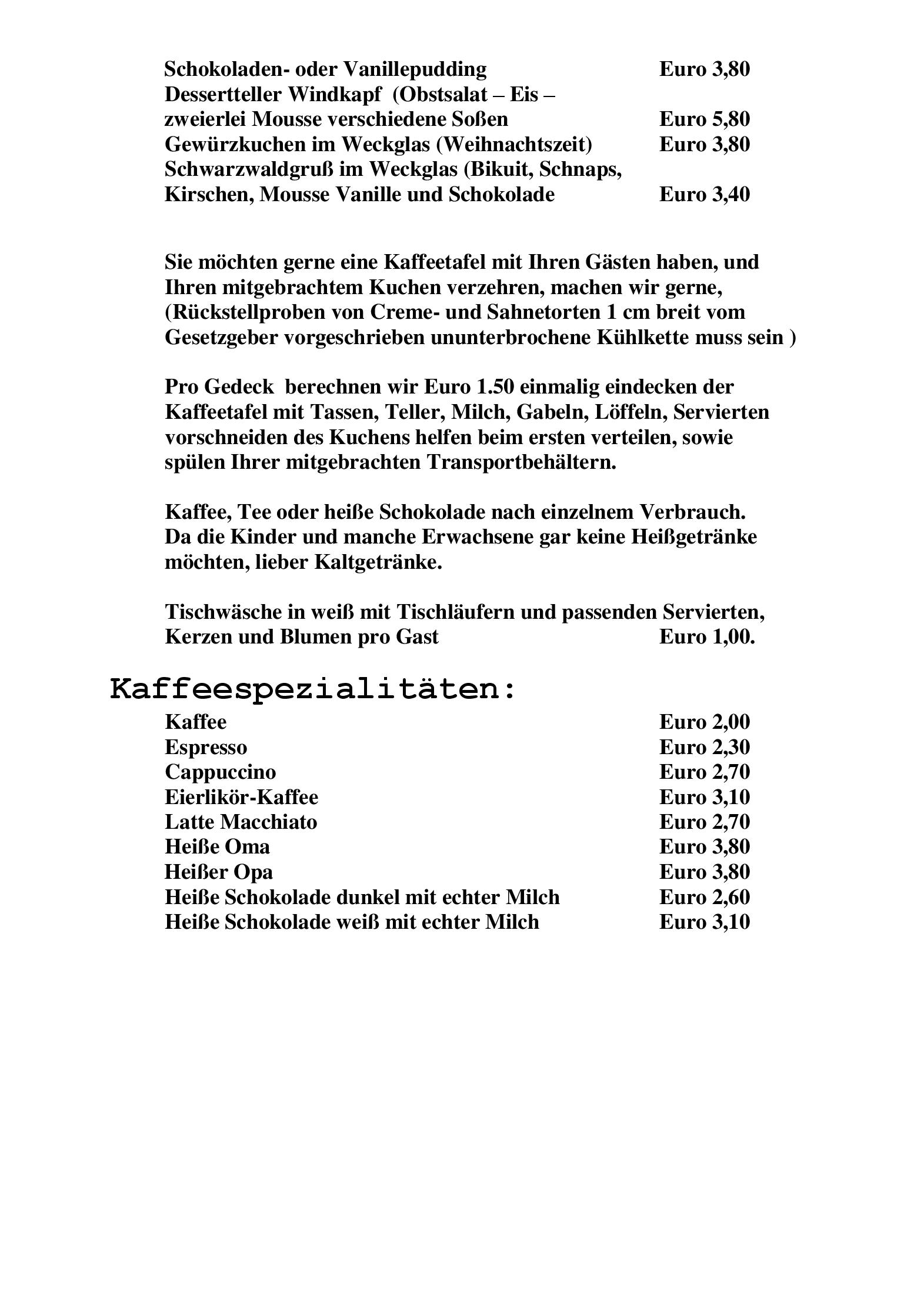 Speisekarte