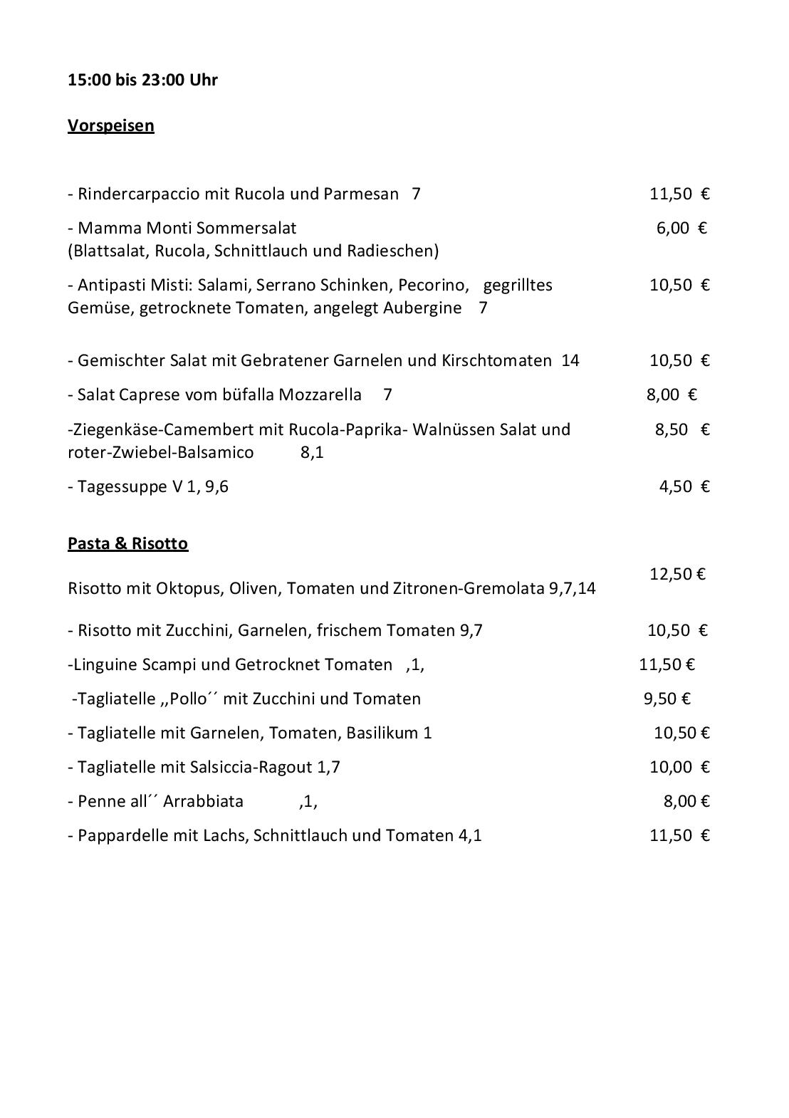 Speisekarte