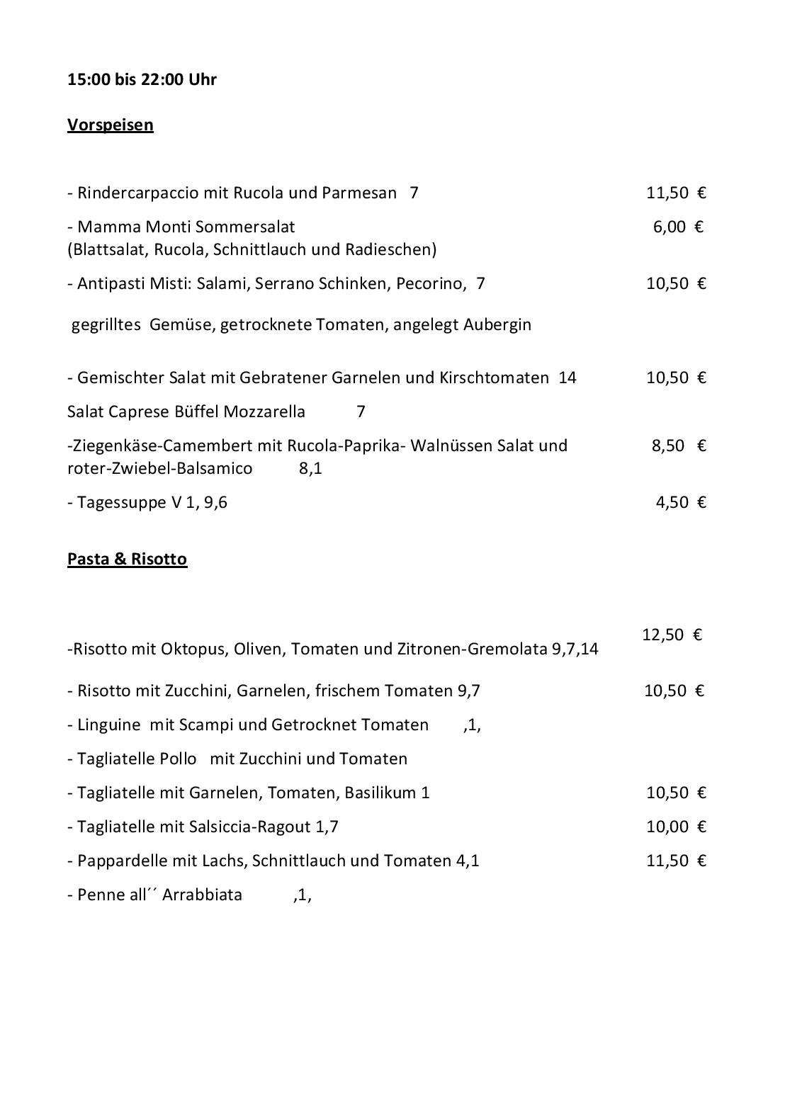 Speisekarte