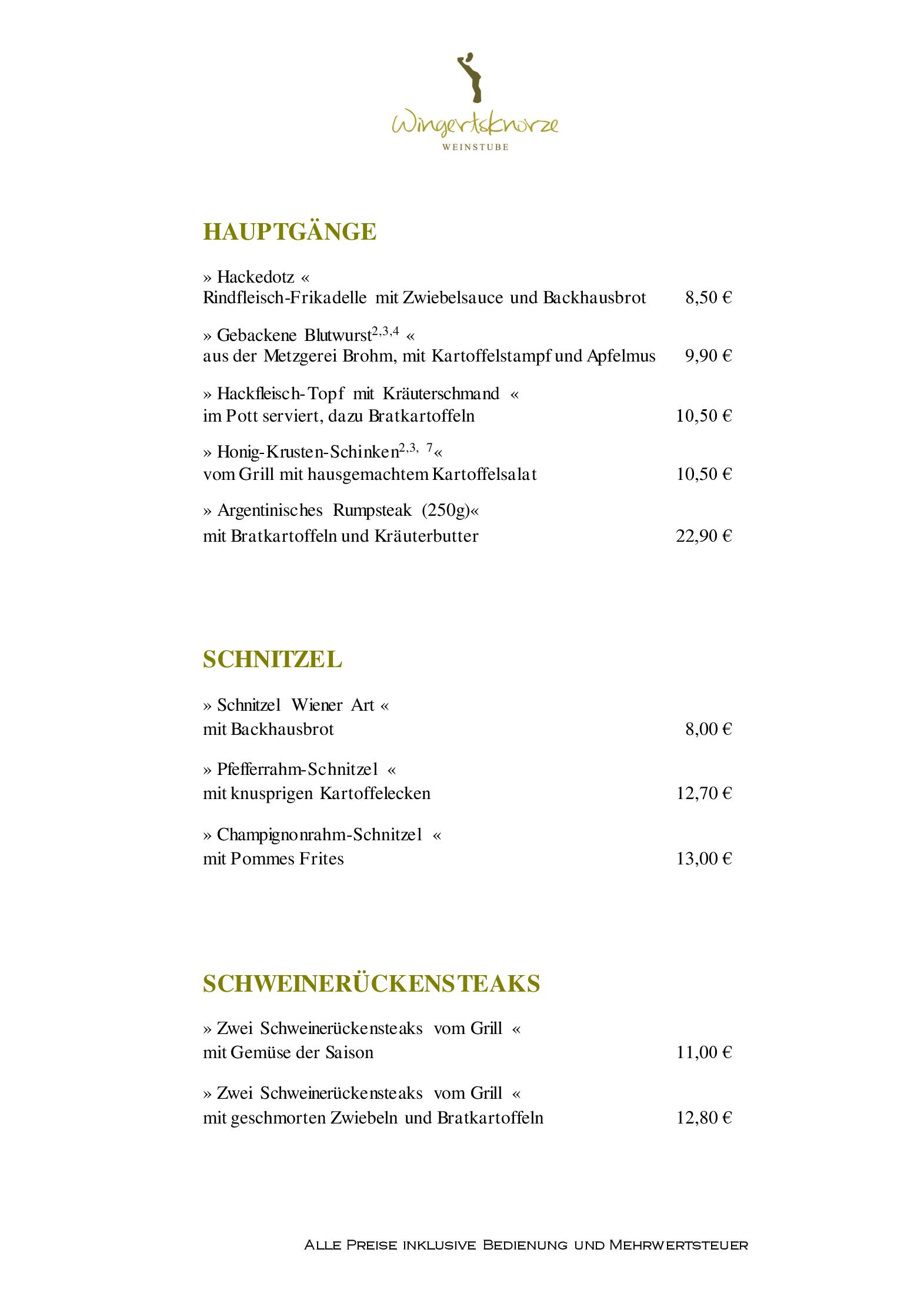 Speisekarte