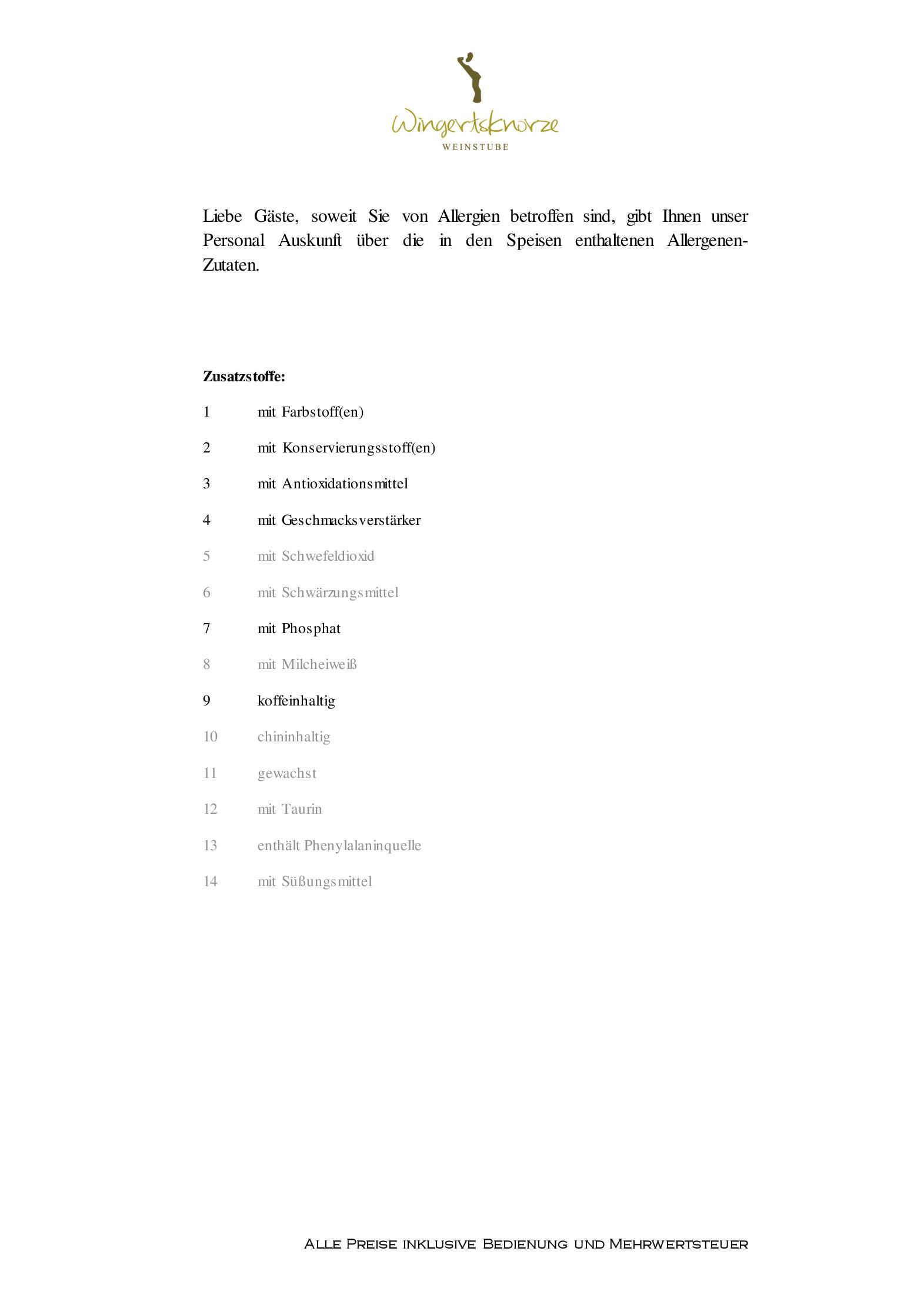 Speisekarte