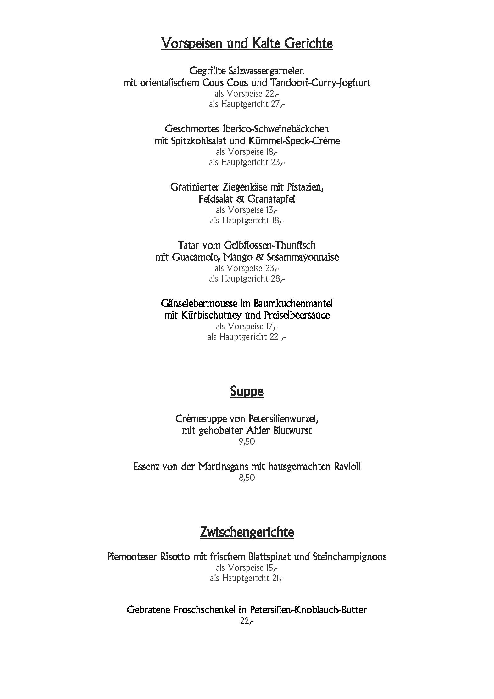 Speisekarte