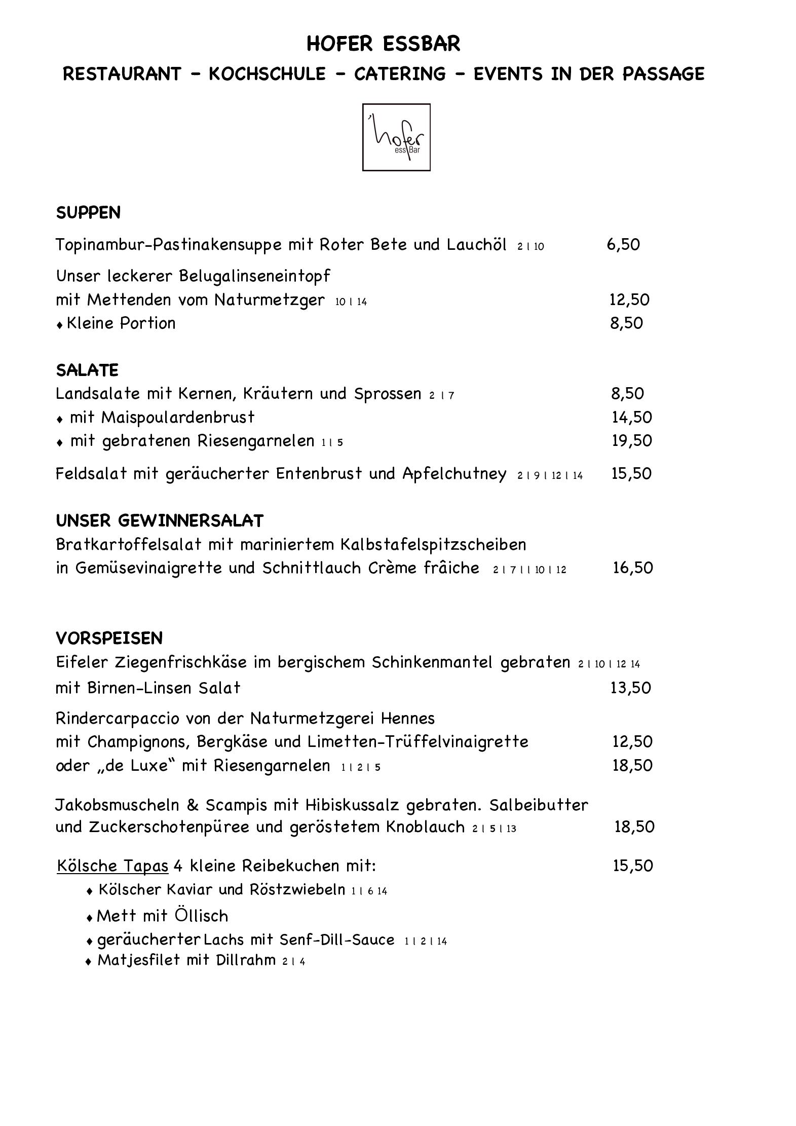 Speisekarte