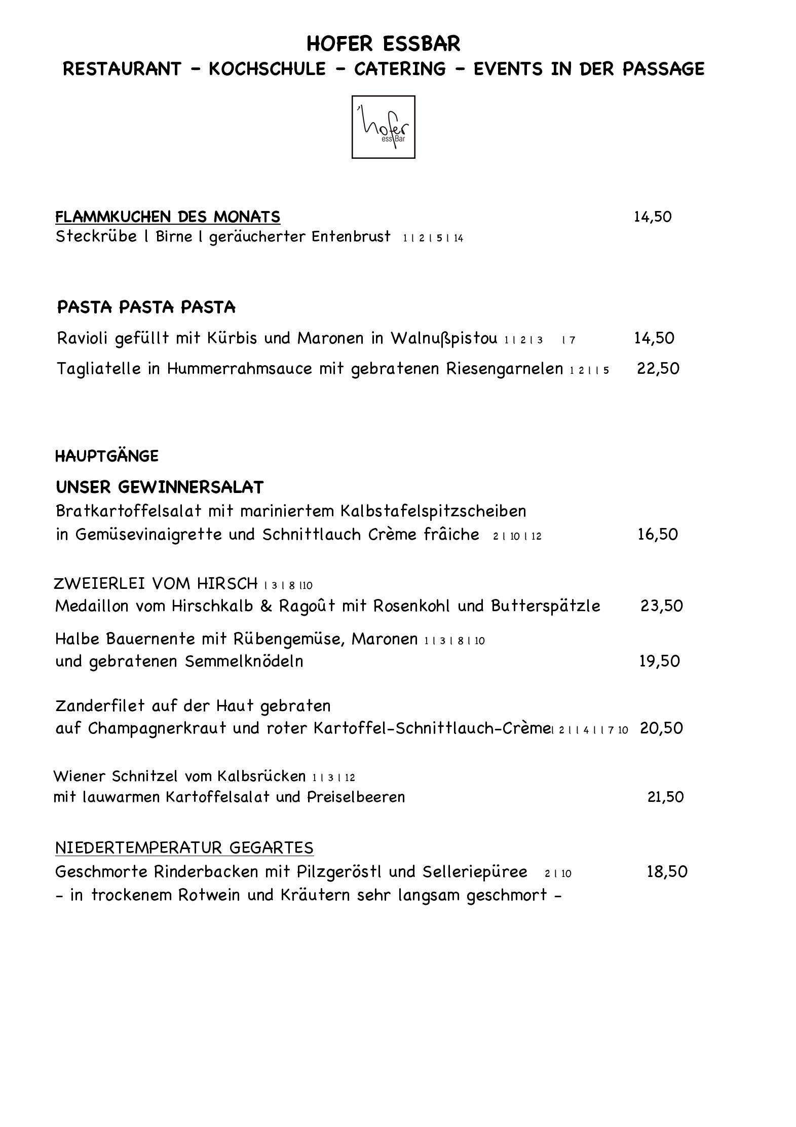Speisekarte