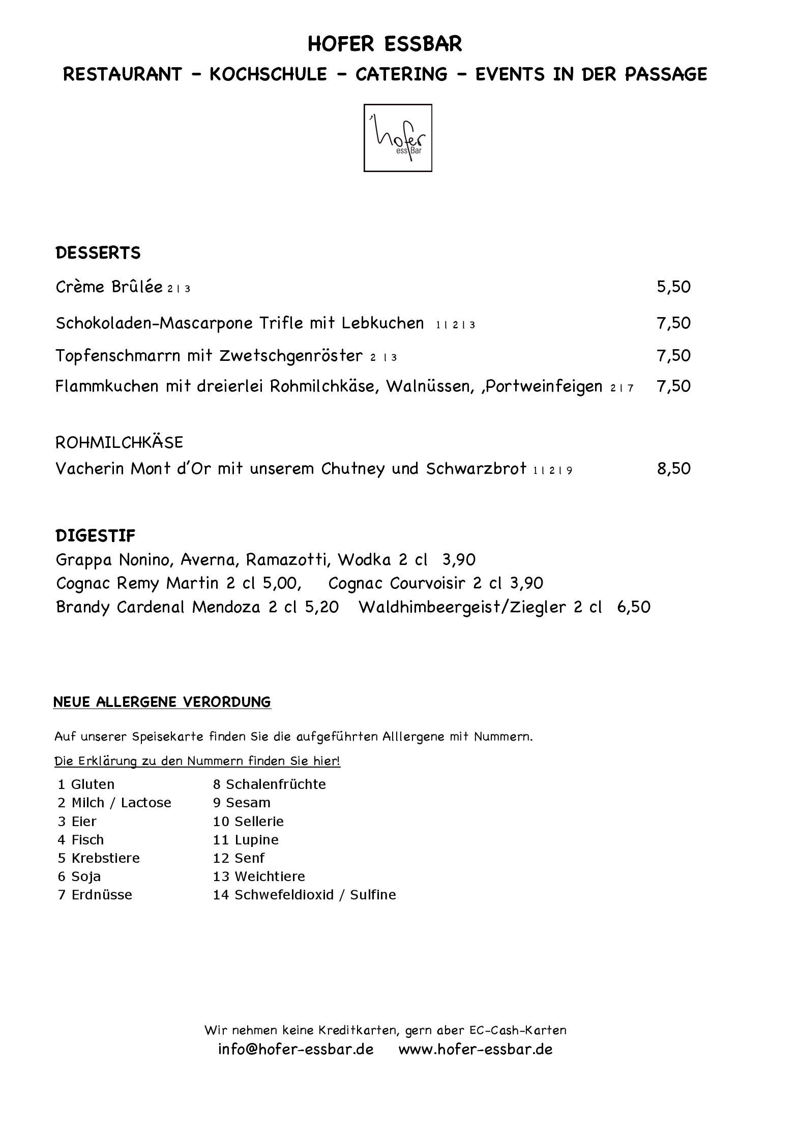 Speisekarte