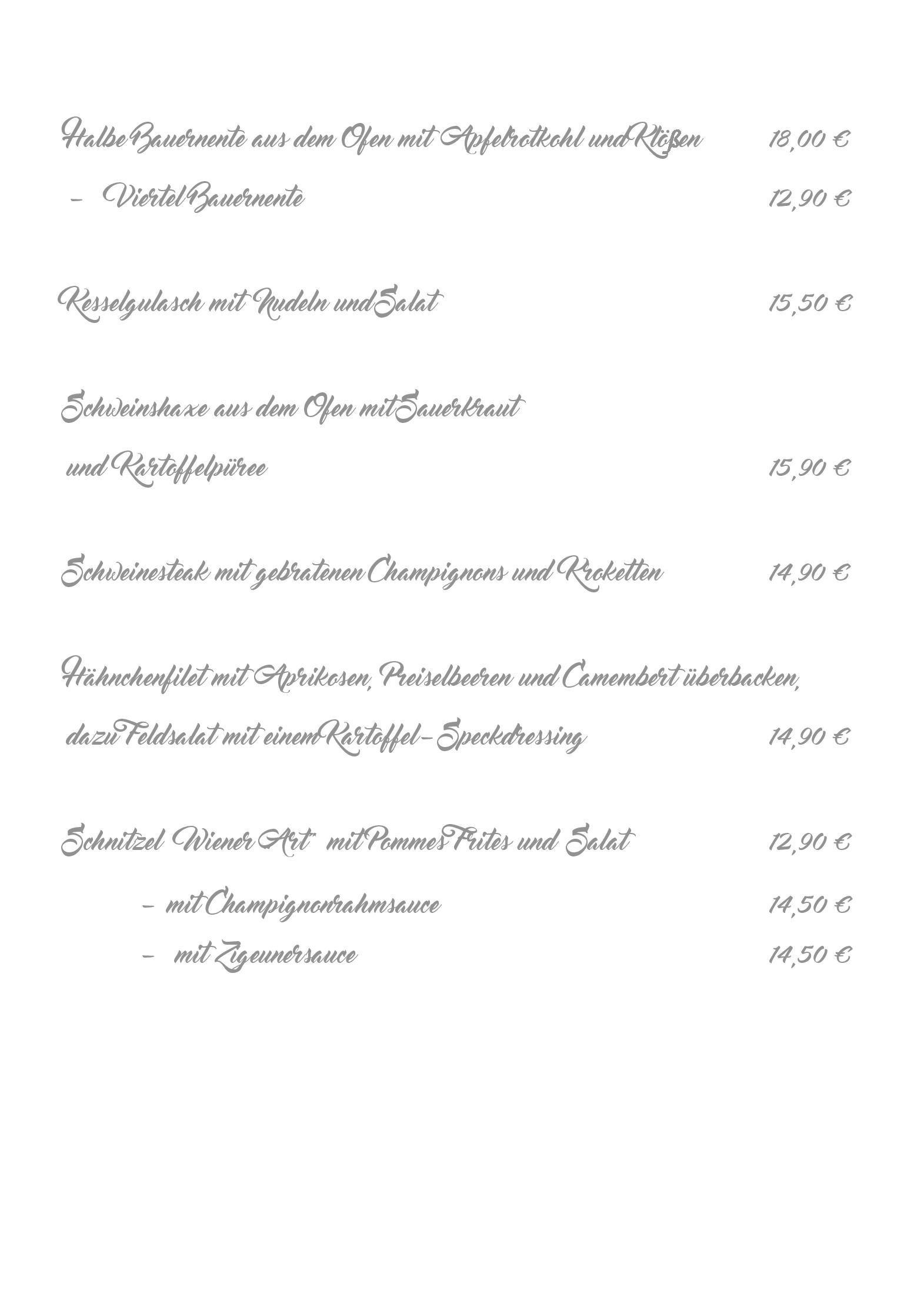 Speisekarte