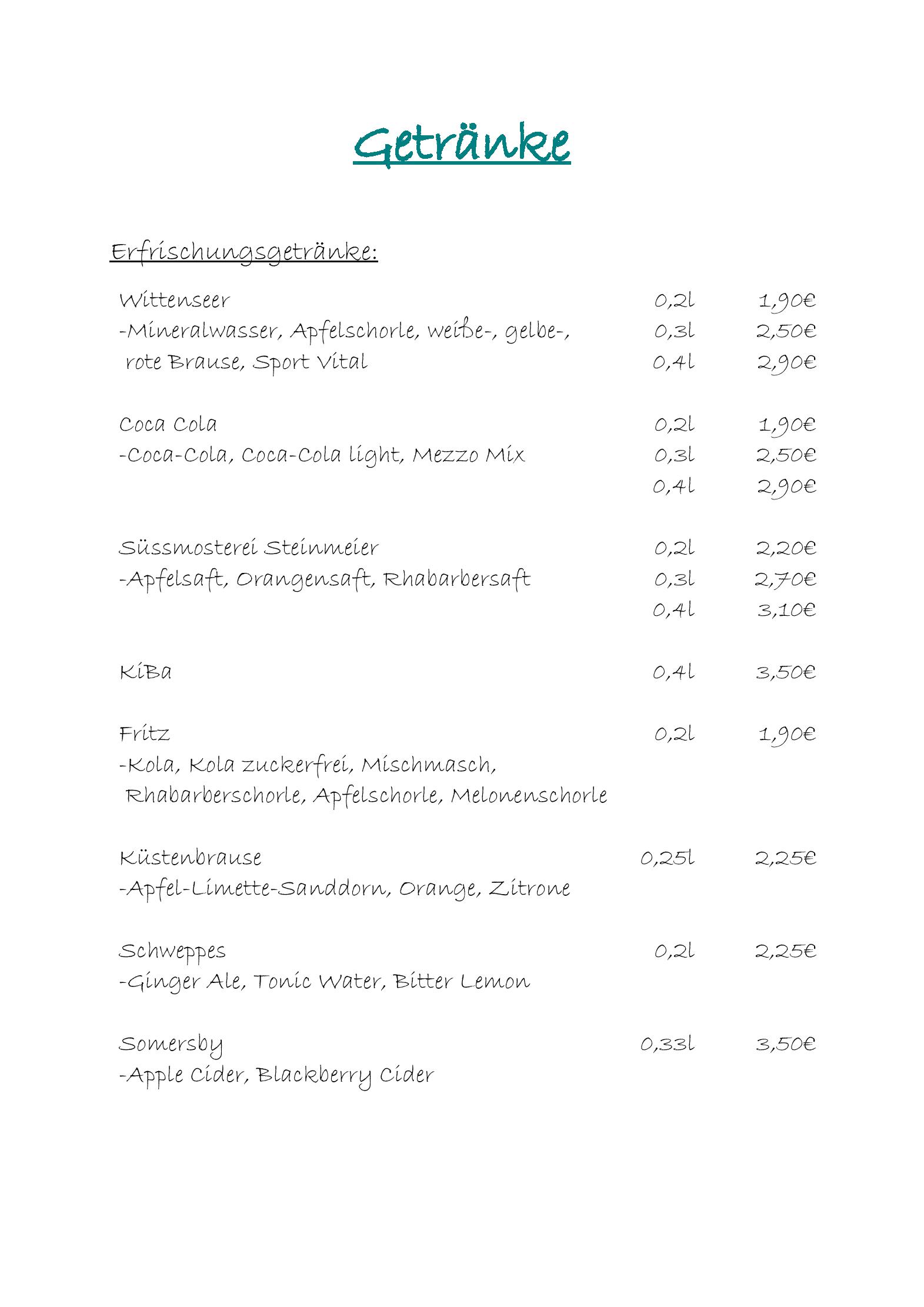 Speisekarte