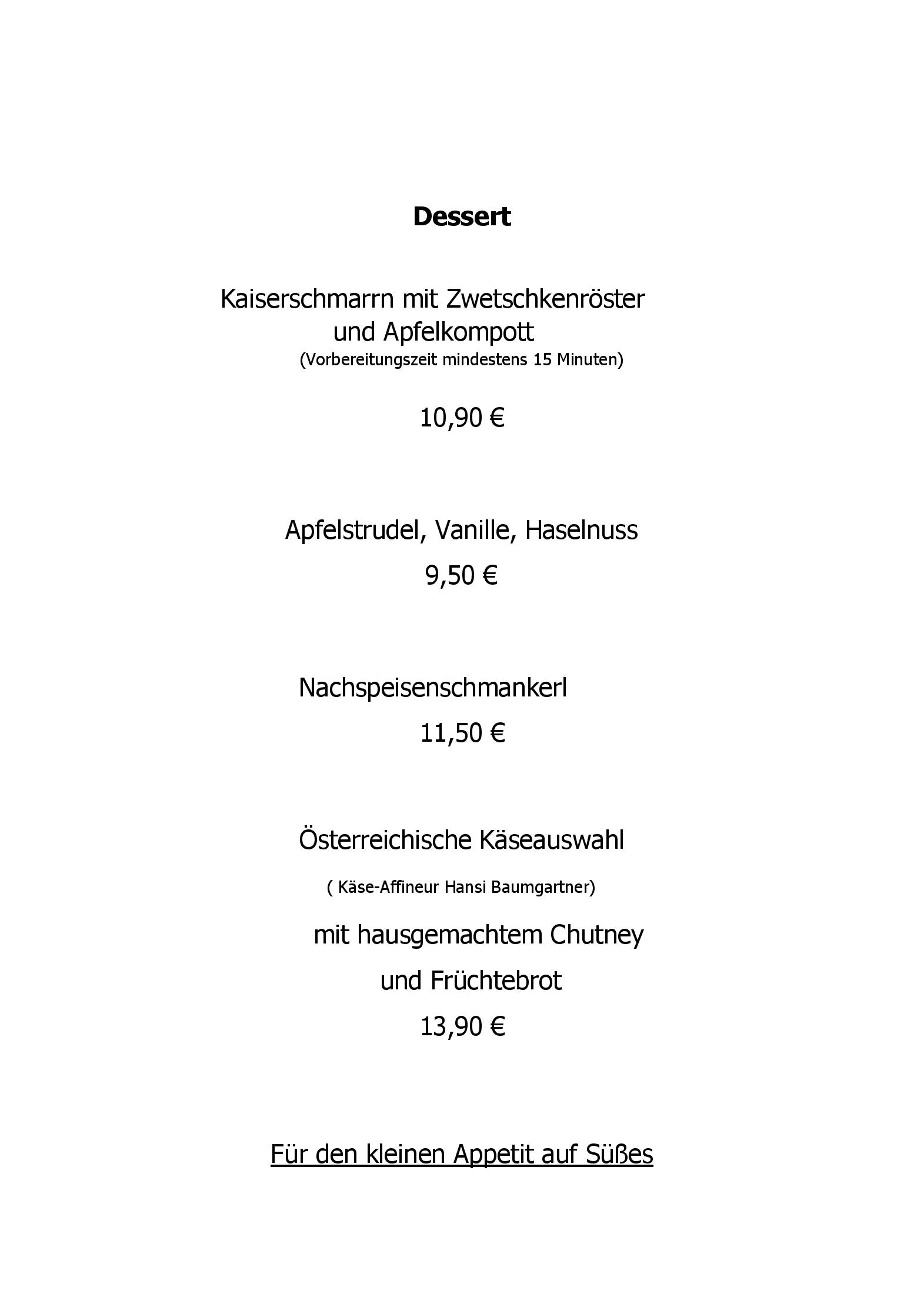Speisekarte