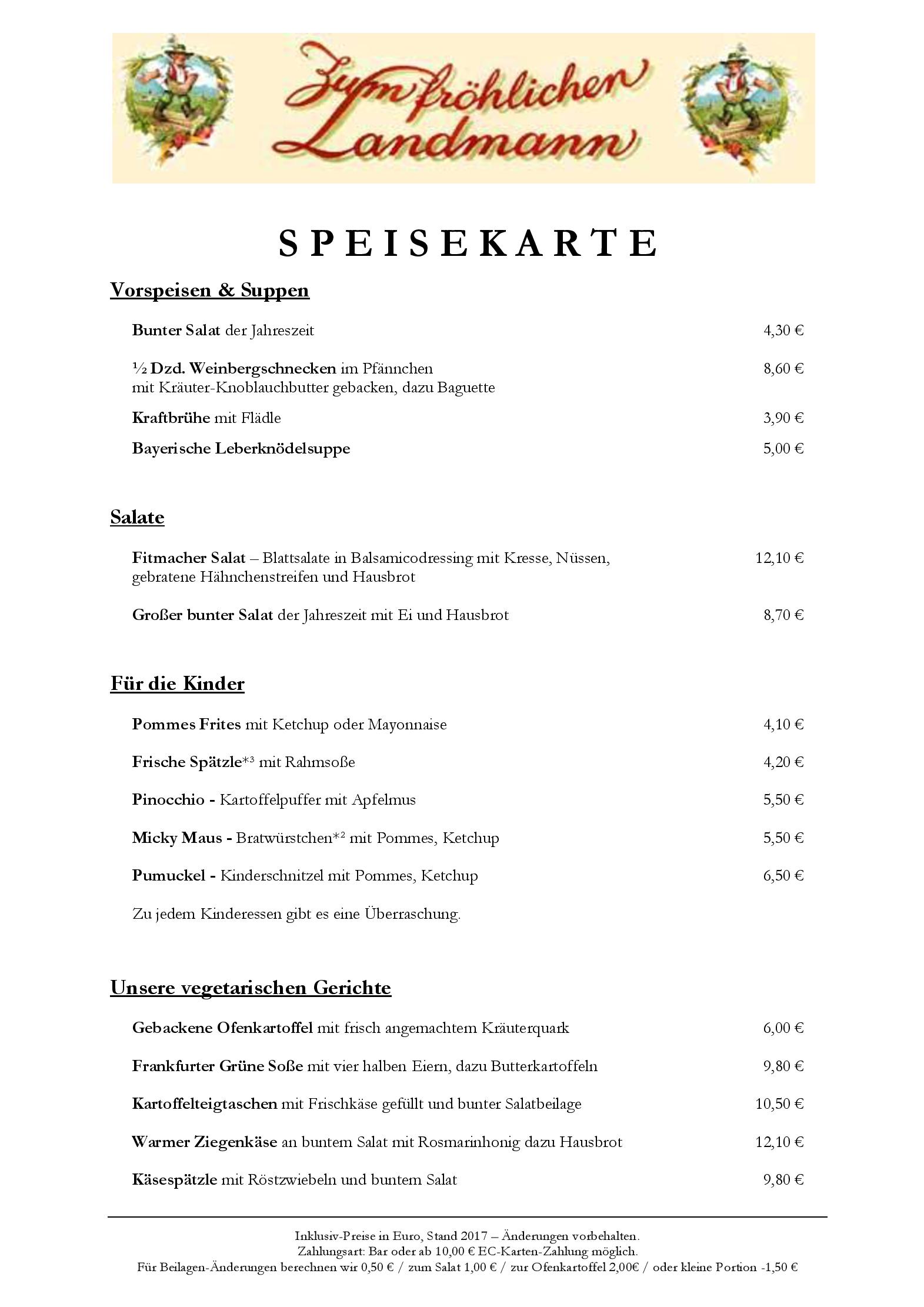 Speisekarte