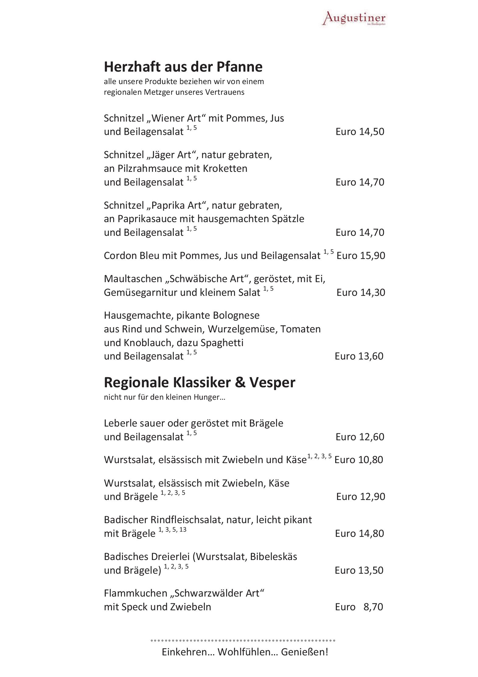 Speisekarte