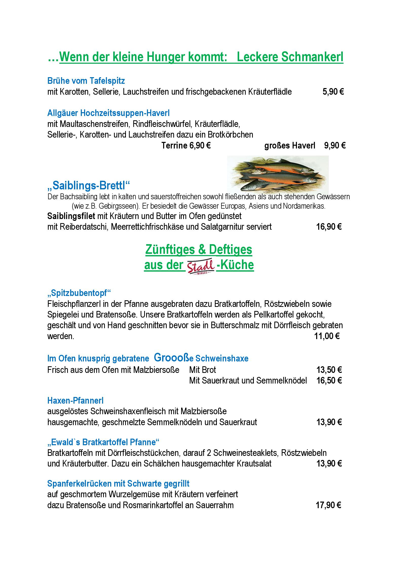 Speisekarte