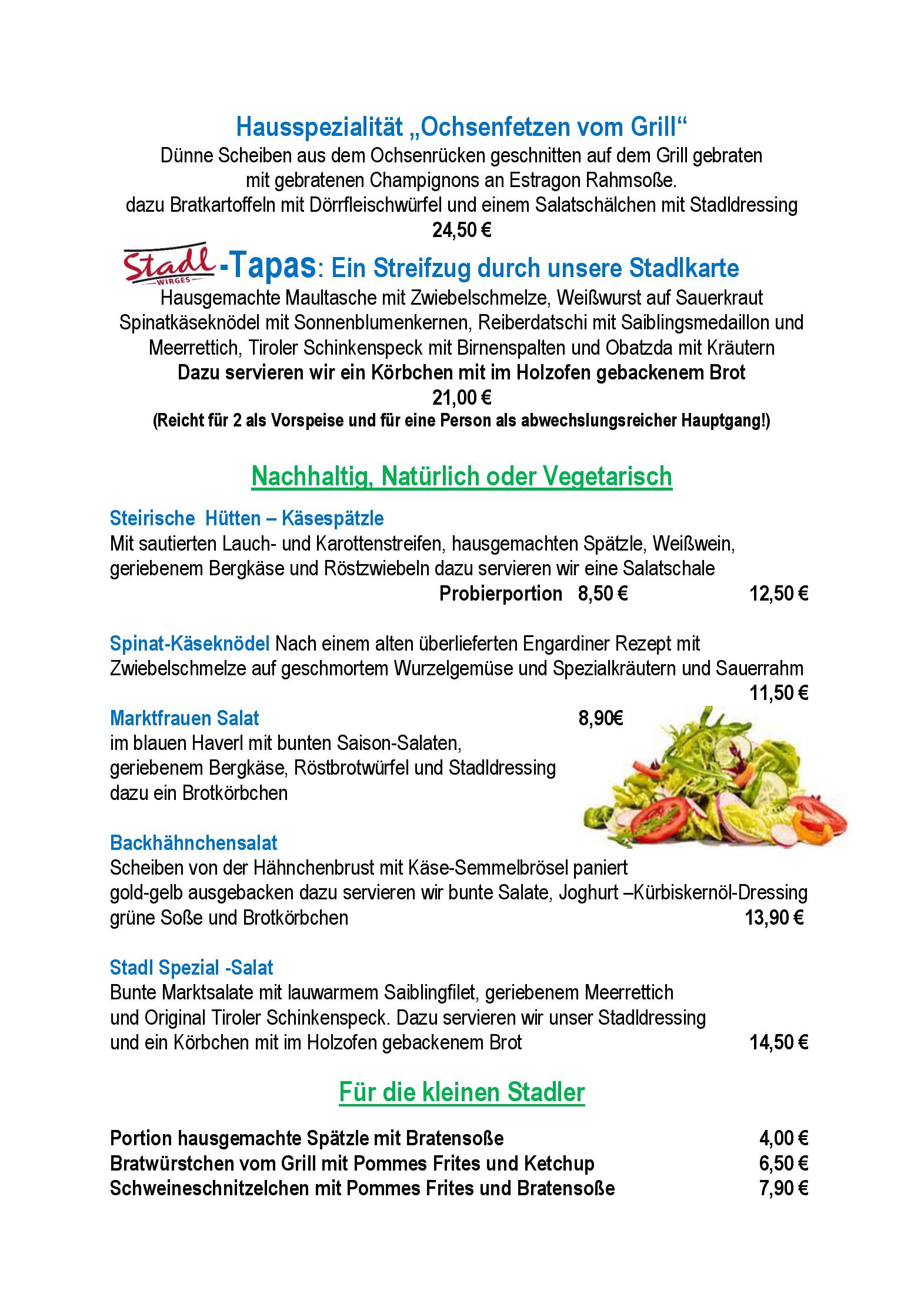 Speisekarte