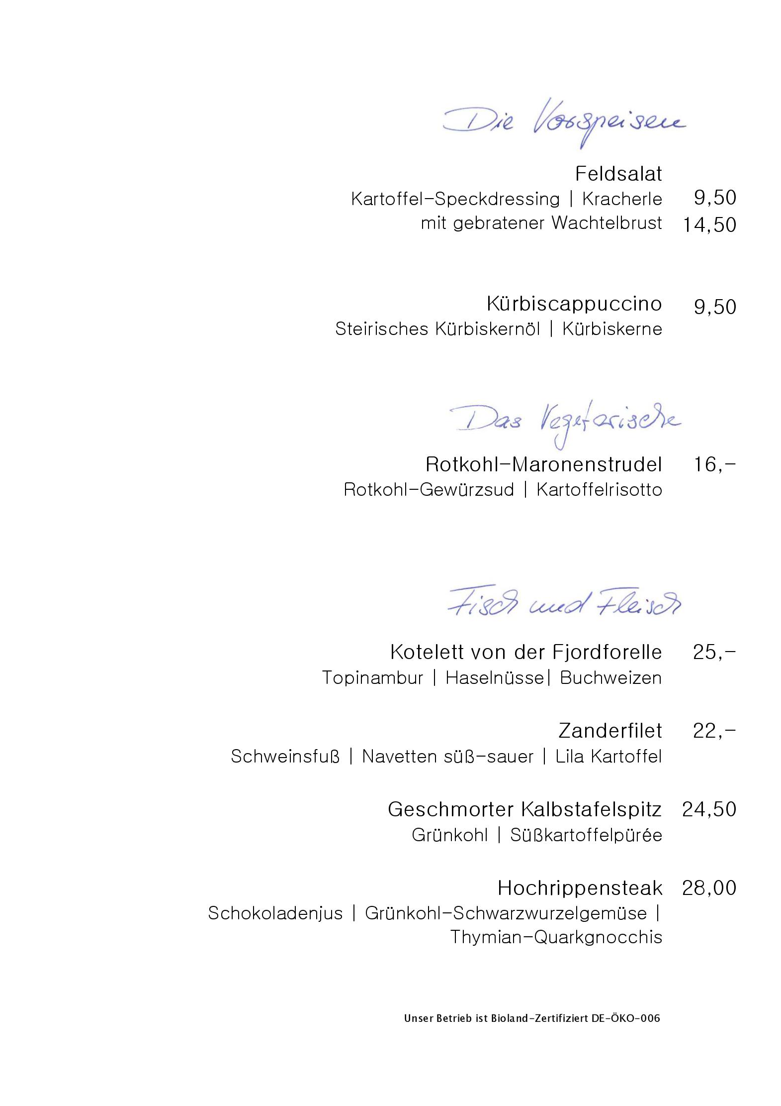 Speisekarte