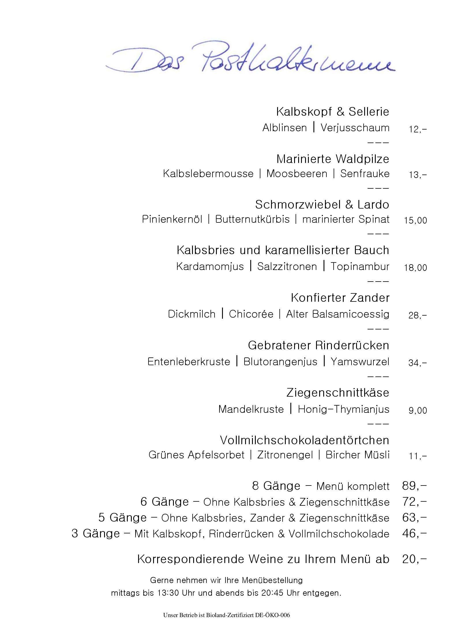 Speisekarte