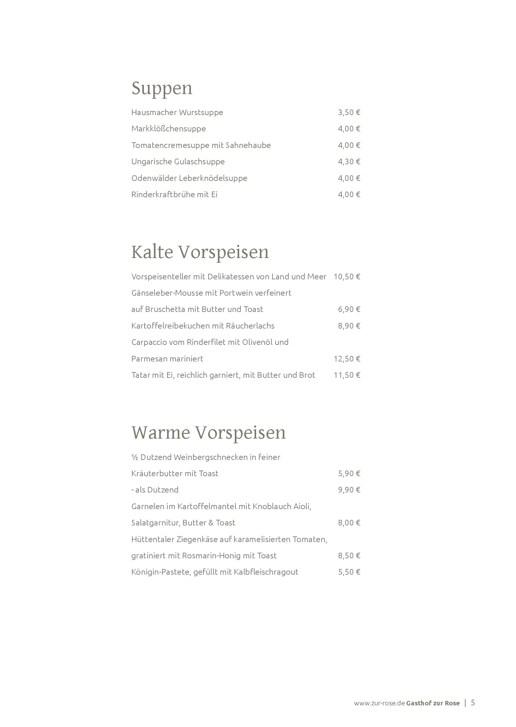 Speisekarte