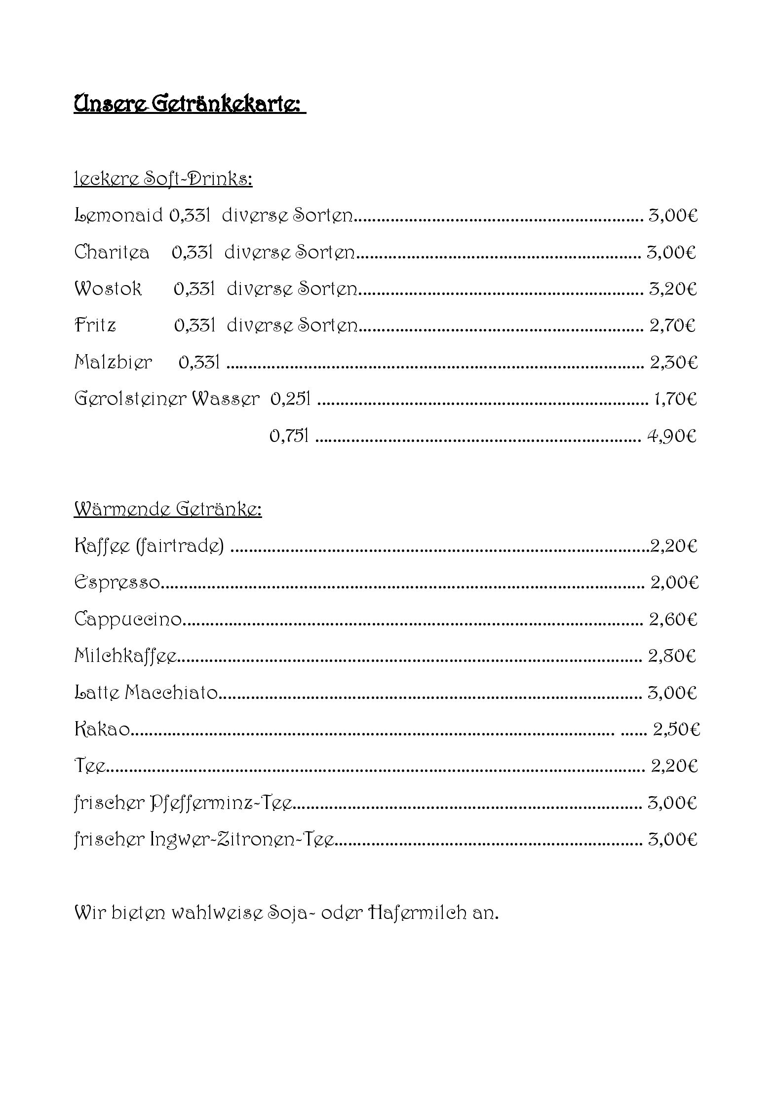 Speisekarte