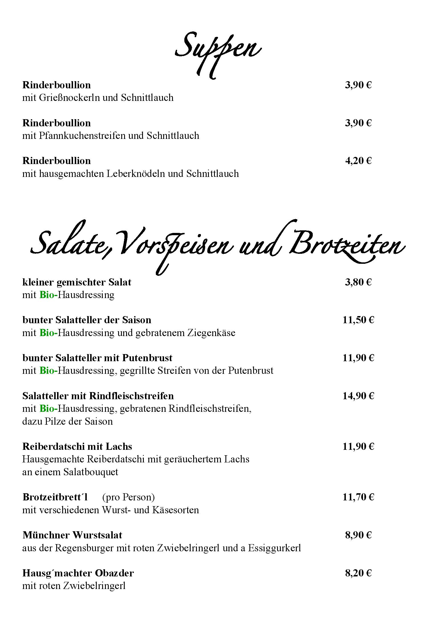Speisekarte