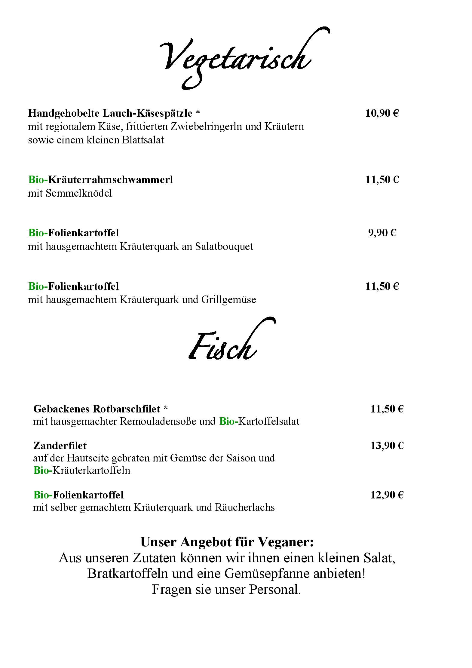 Speisekarte