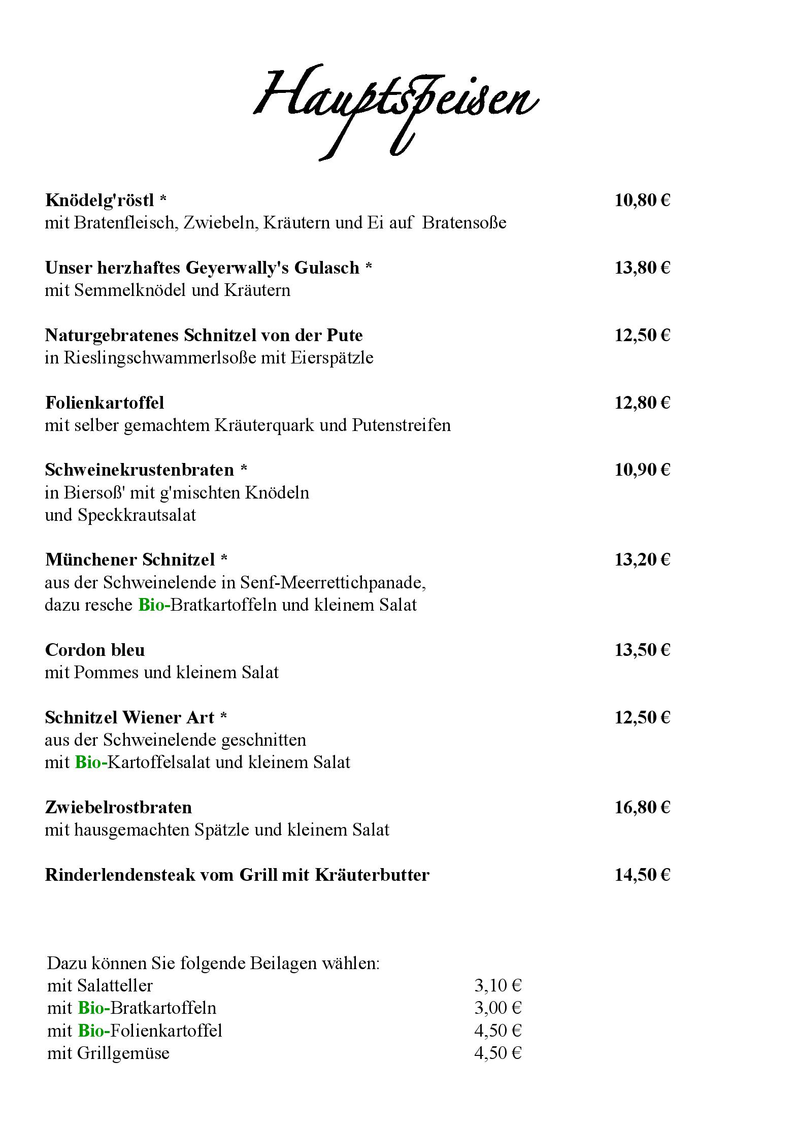 Speisekarte