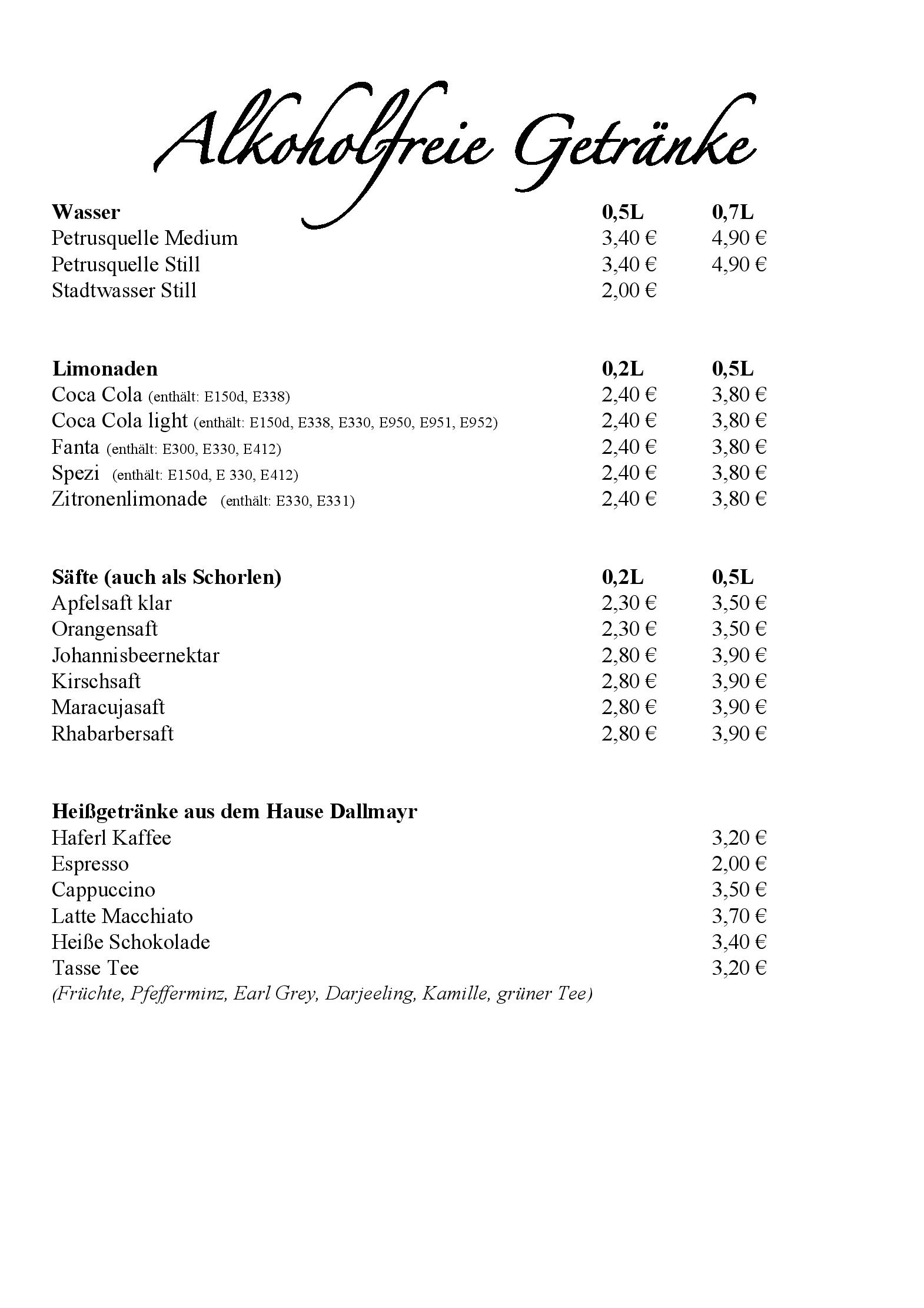 Speisekarte