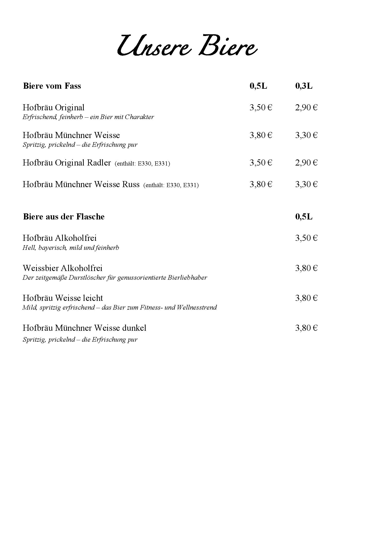 Speisekarte