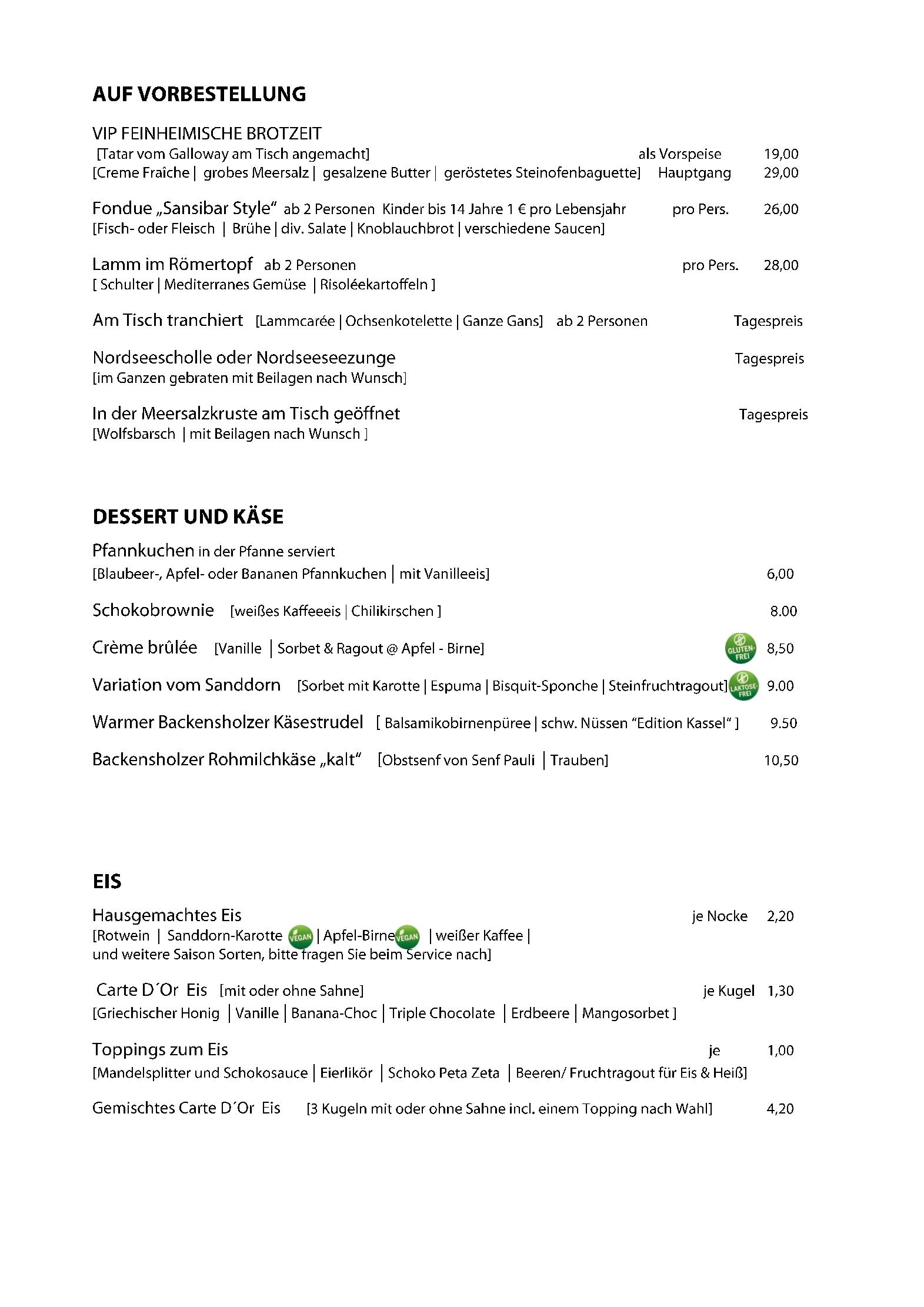 Speisekarte
