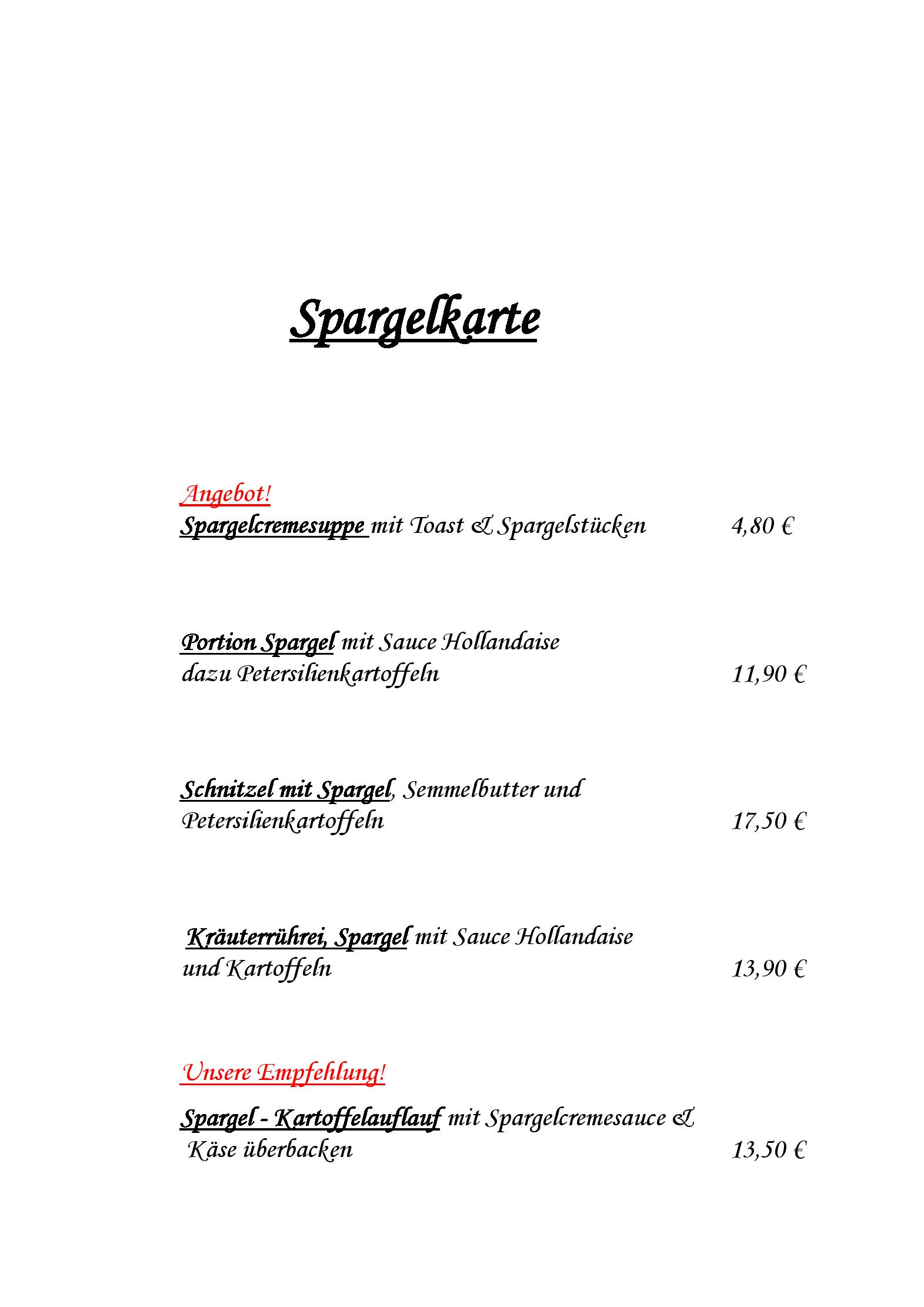 Speisekarte