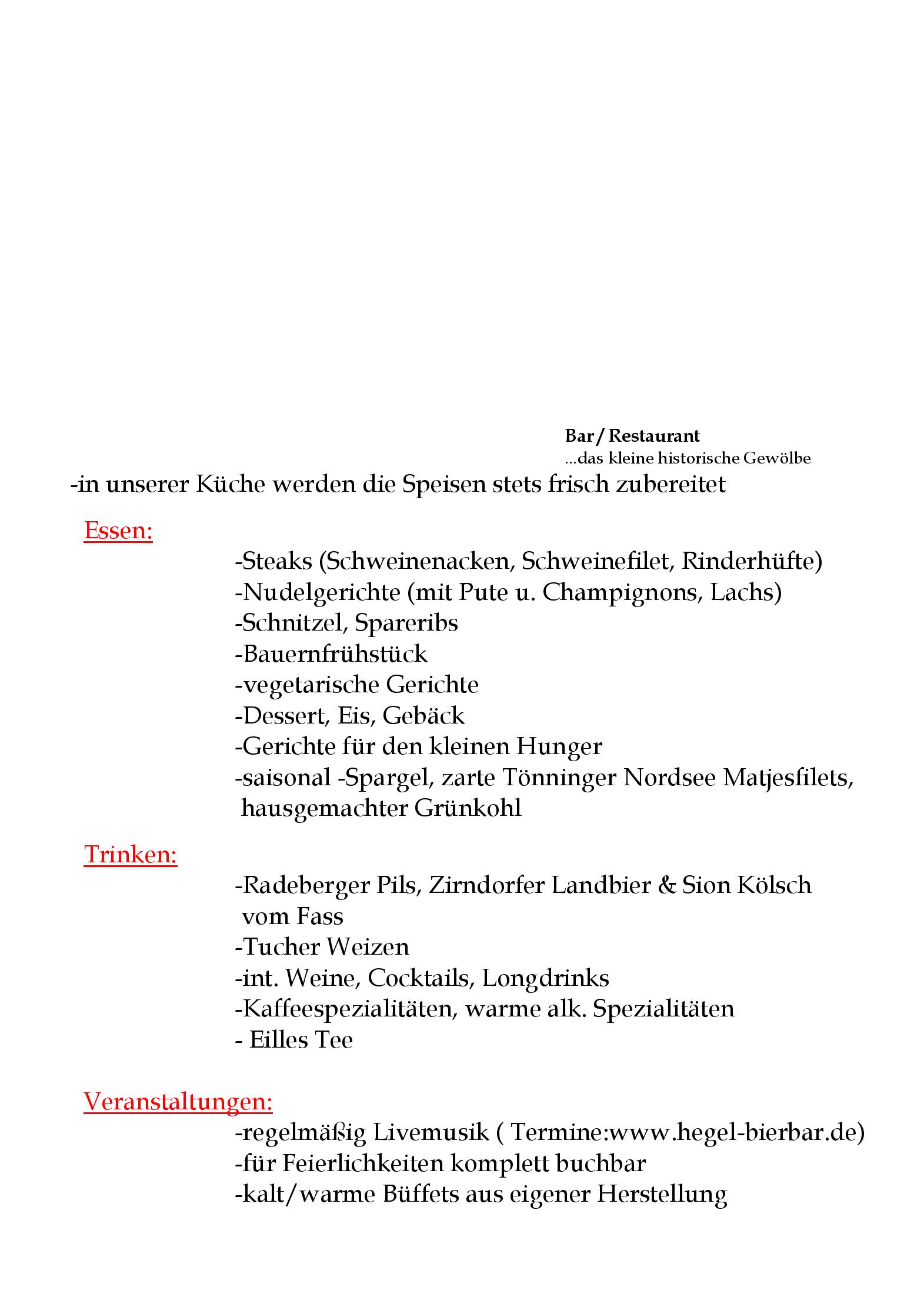 Speisekarte