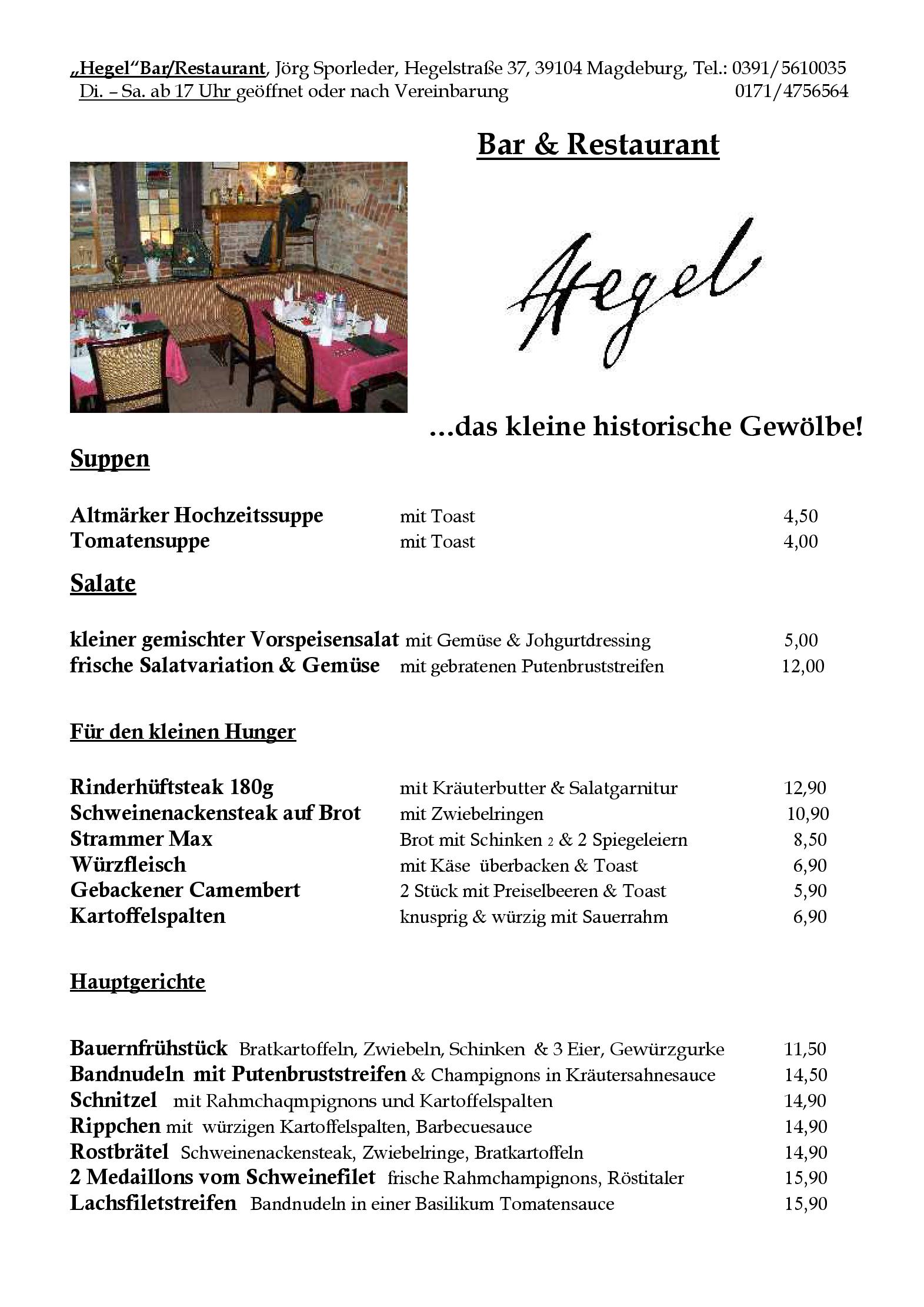Speisekarte