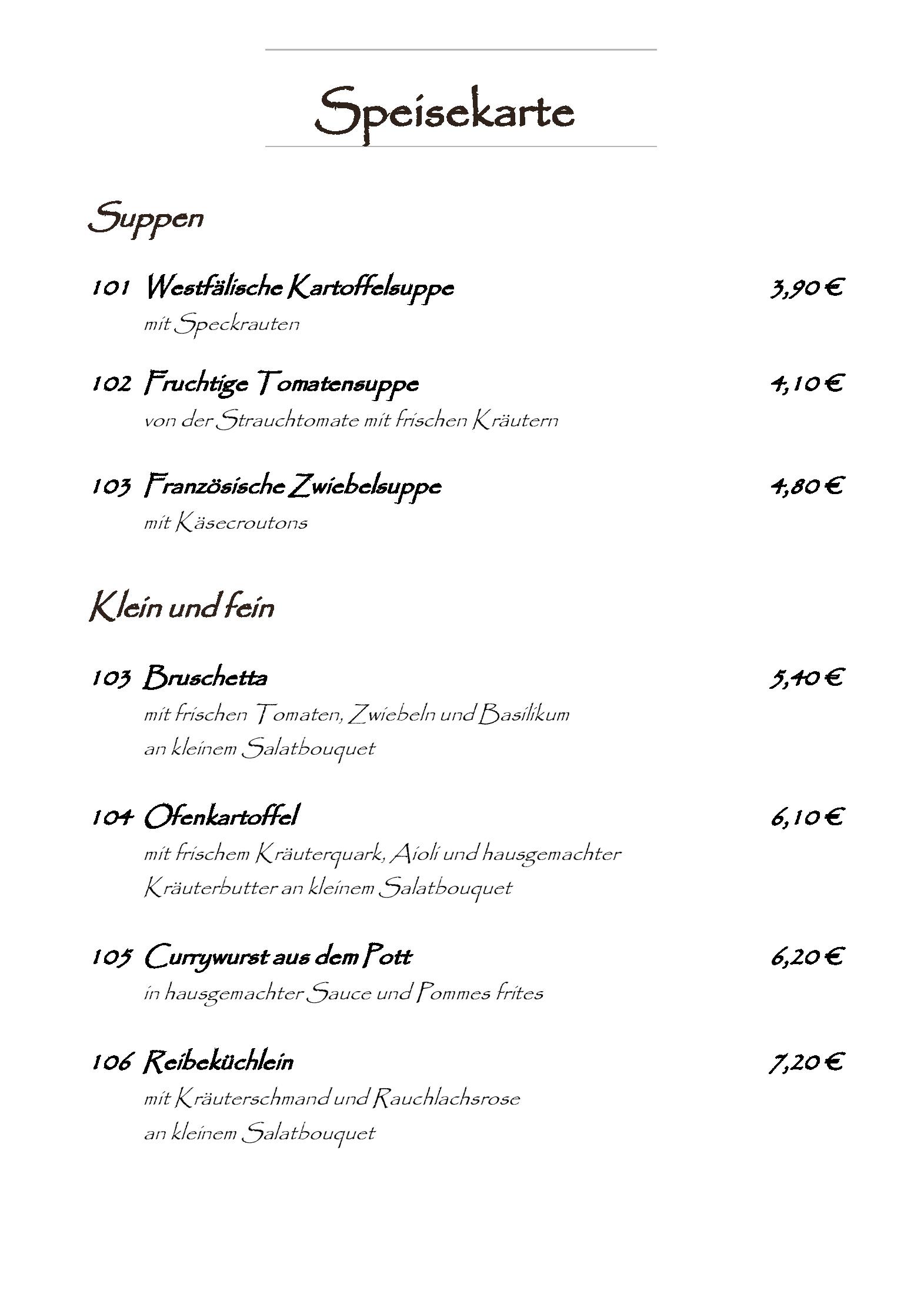 Speisekarte