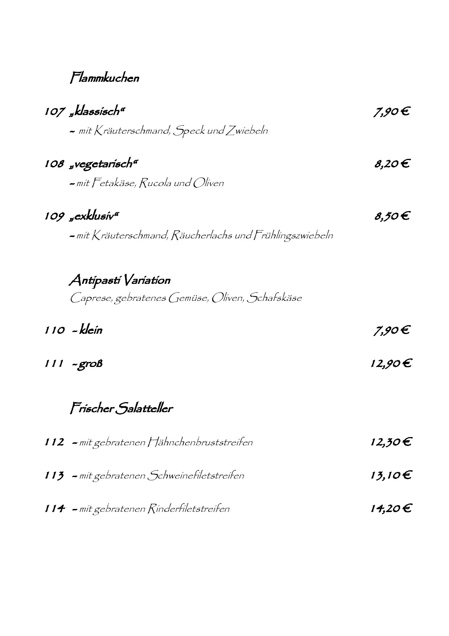 Speisekarte