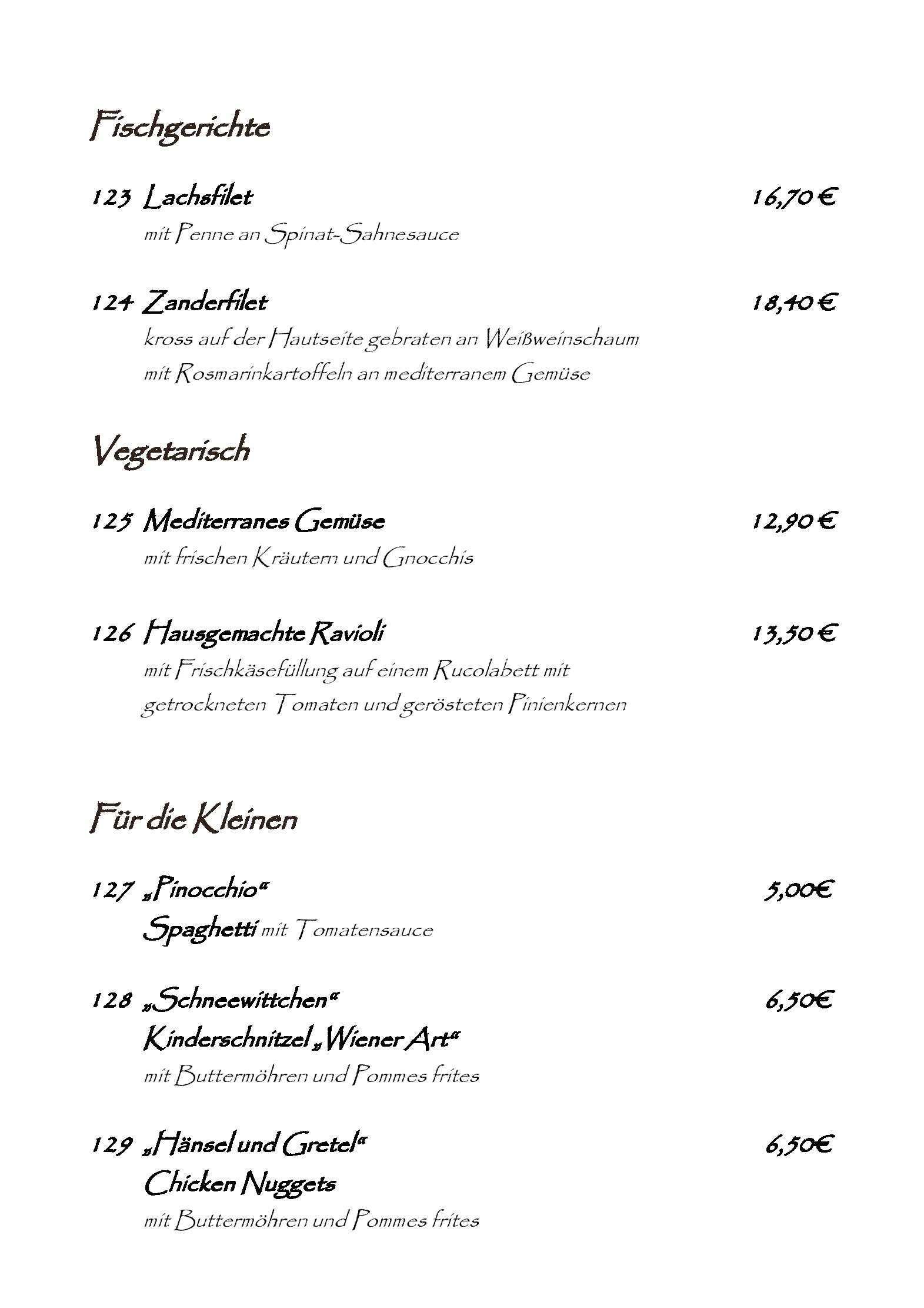 Speisekarte