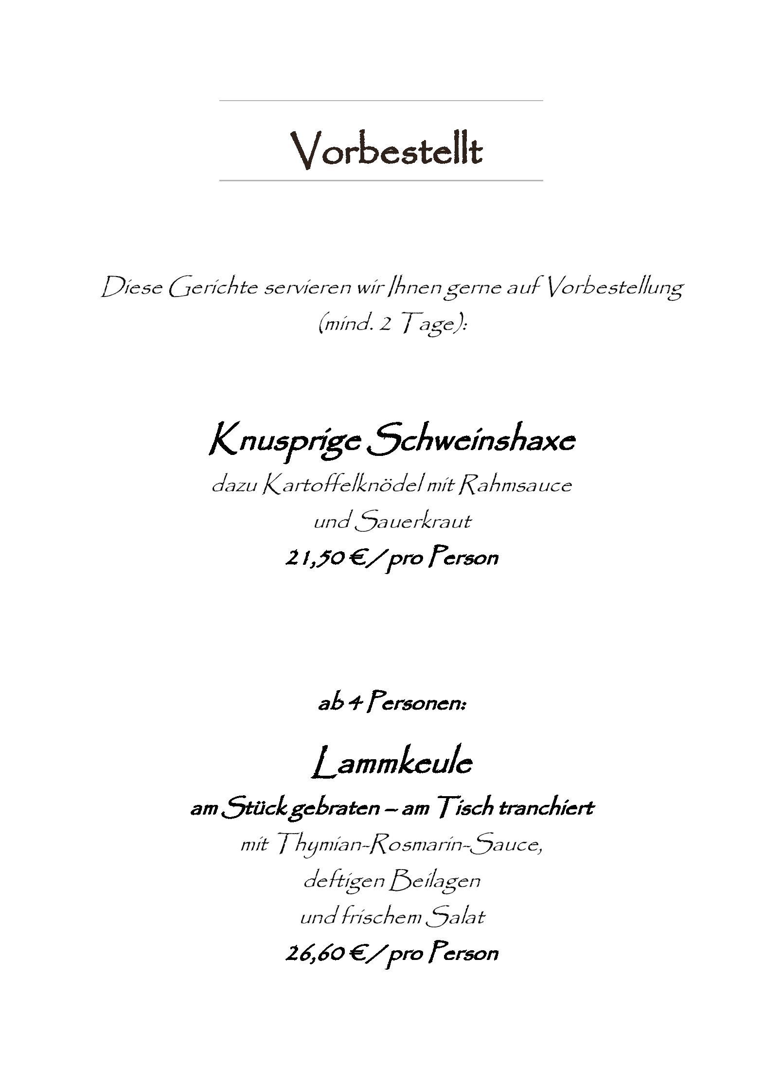 Speisekarte