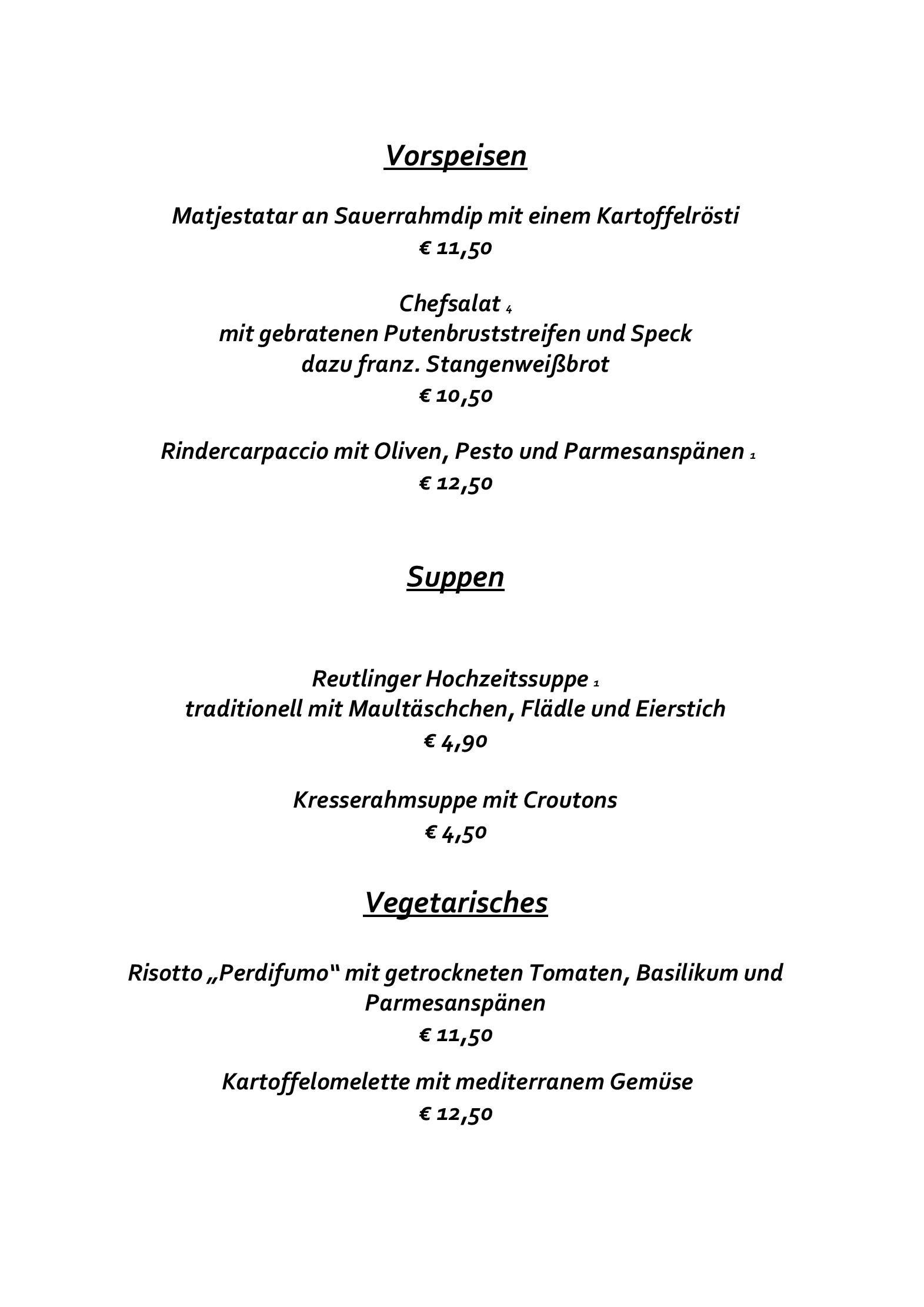 Speisekarte