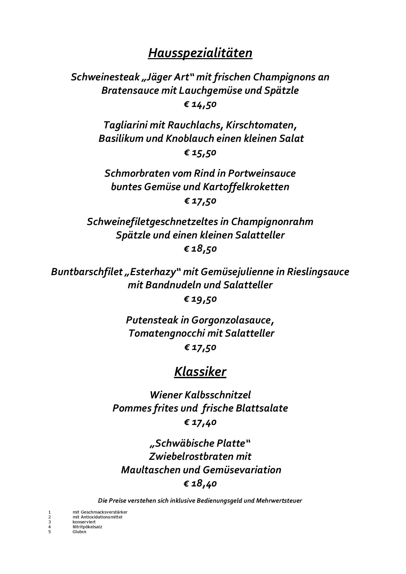 Speisekarte