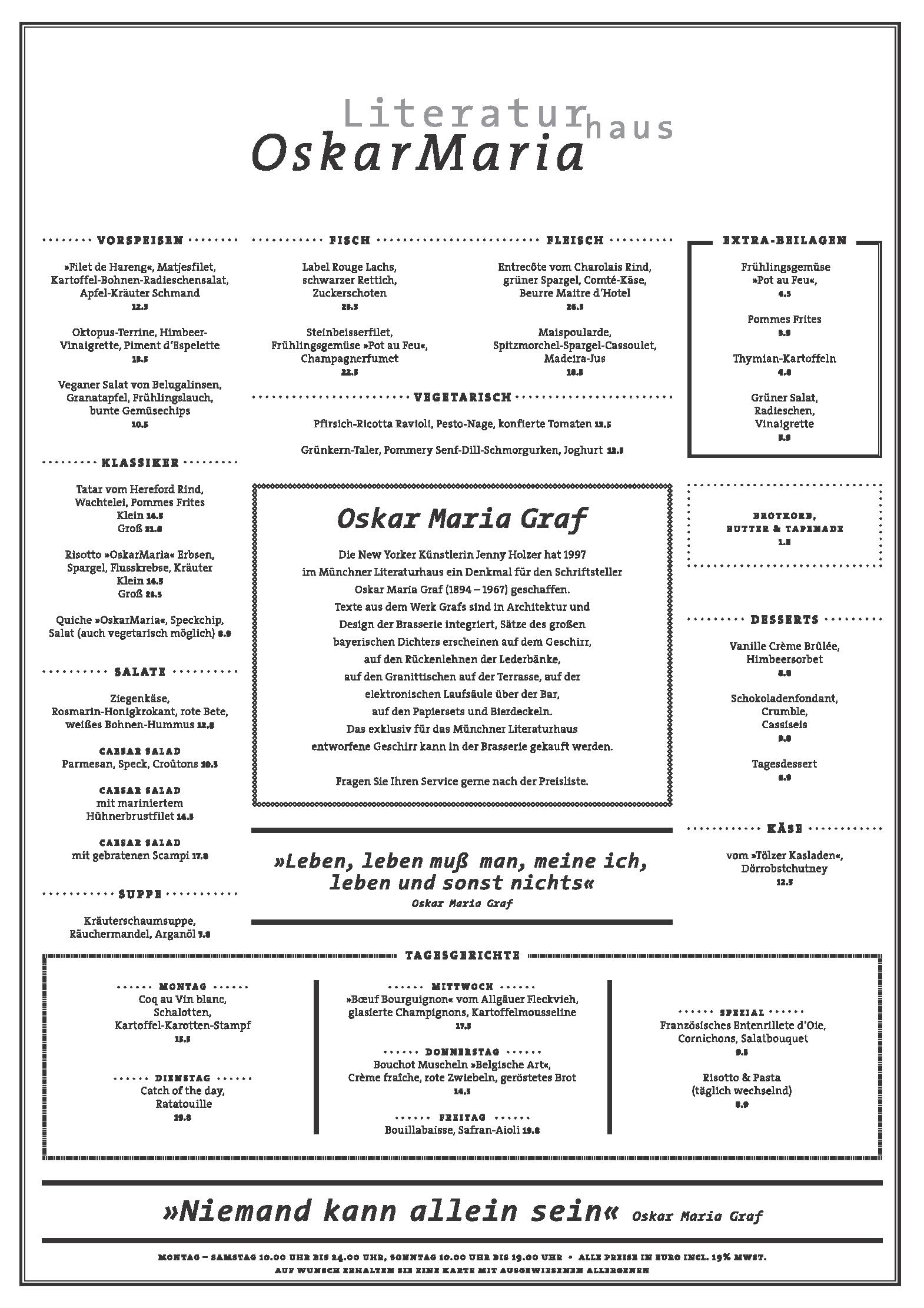 Speisekarte 12 - 15 & 18 - 23Uhr