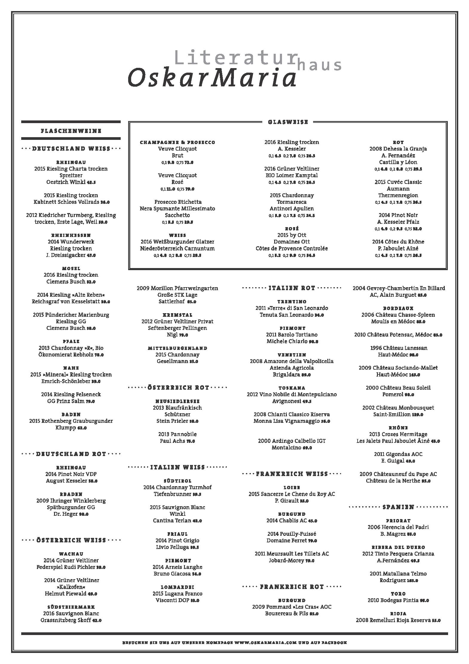 Speisekarte 12 - 15 & 18 - 23Uhr