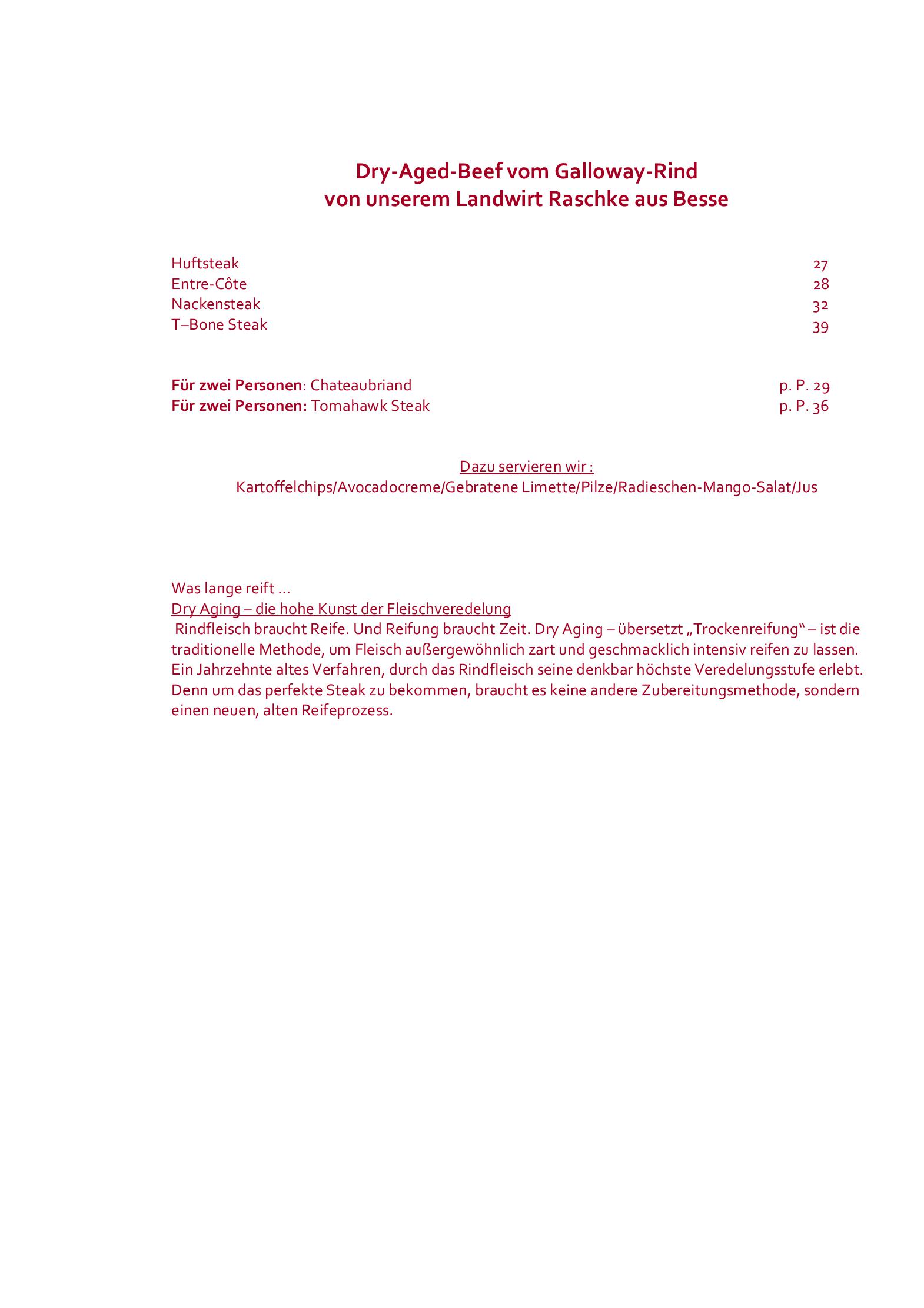 Speisekarte