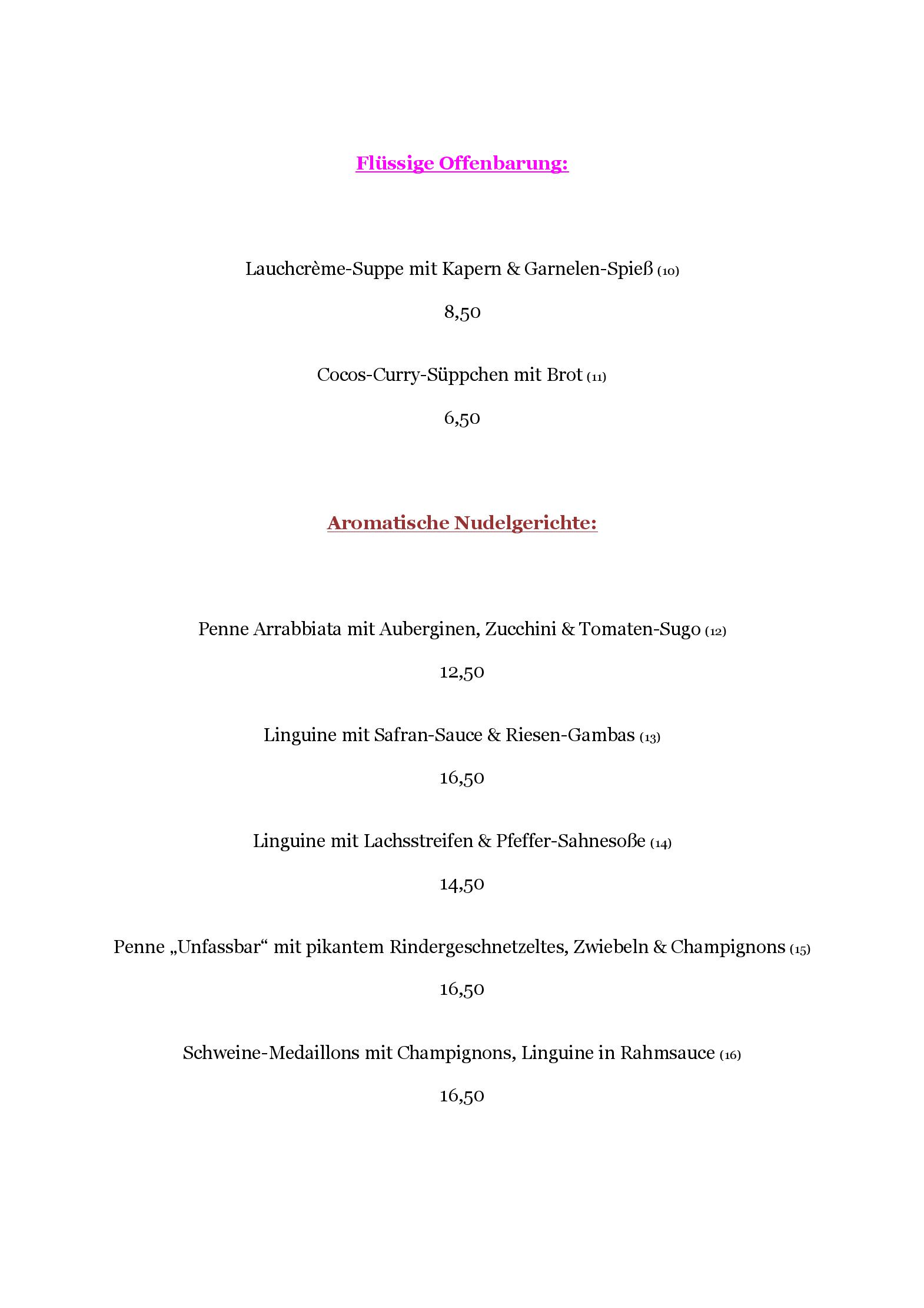 Speisekarte