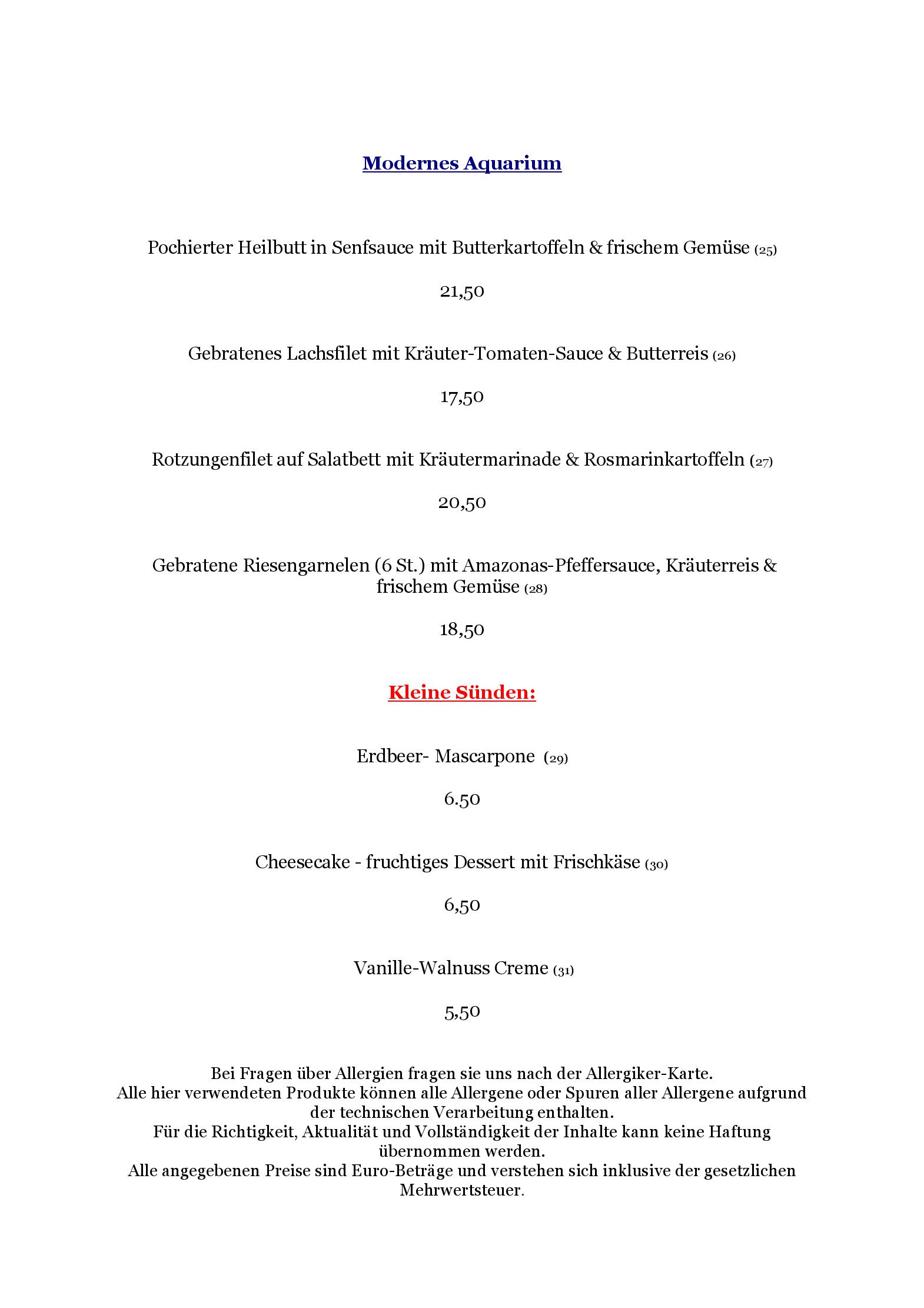 Speisekarte