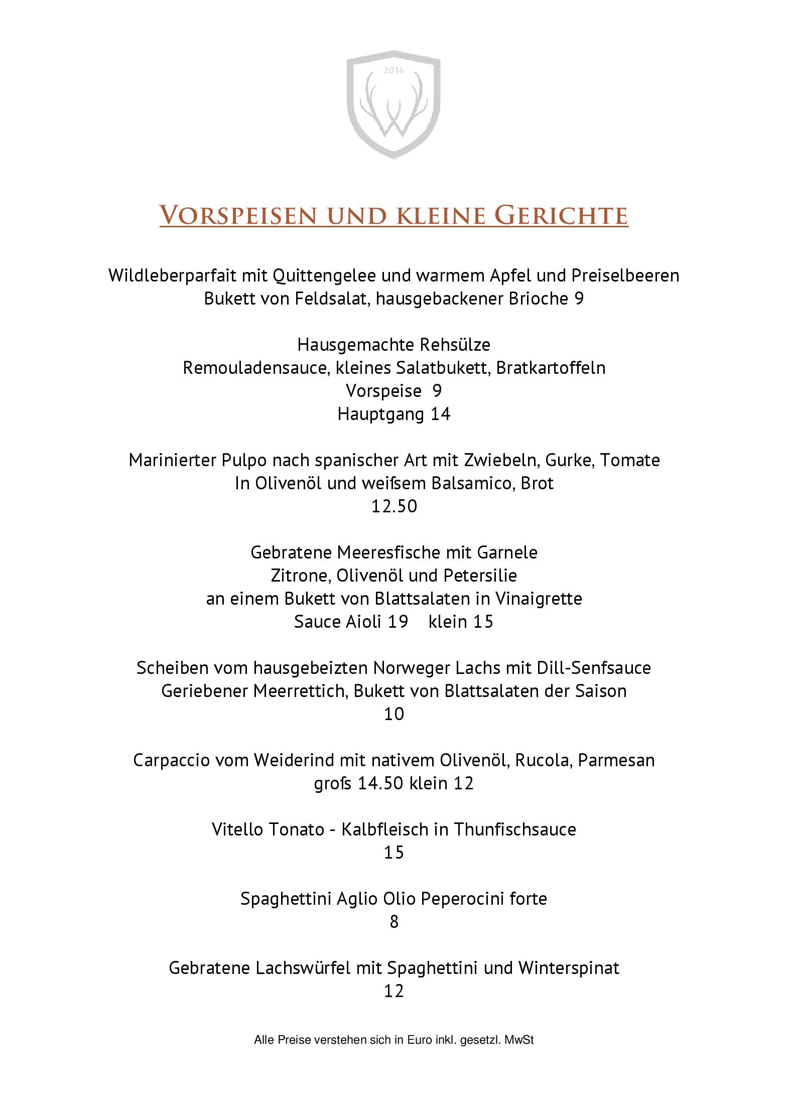 Speisekarte März 
