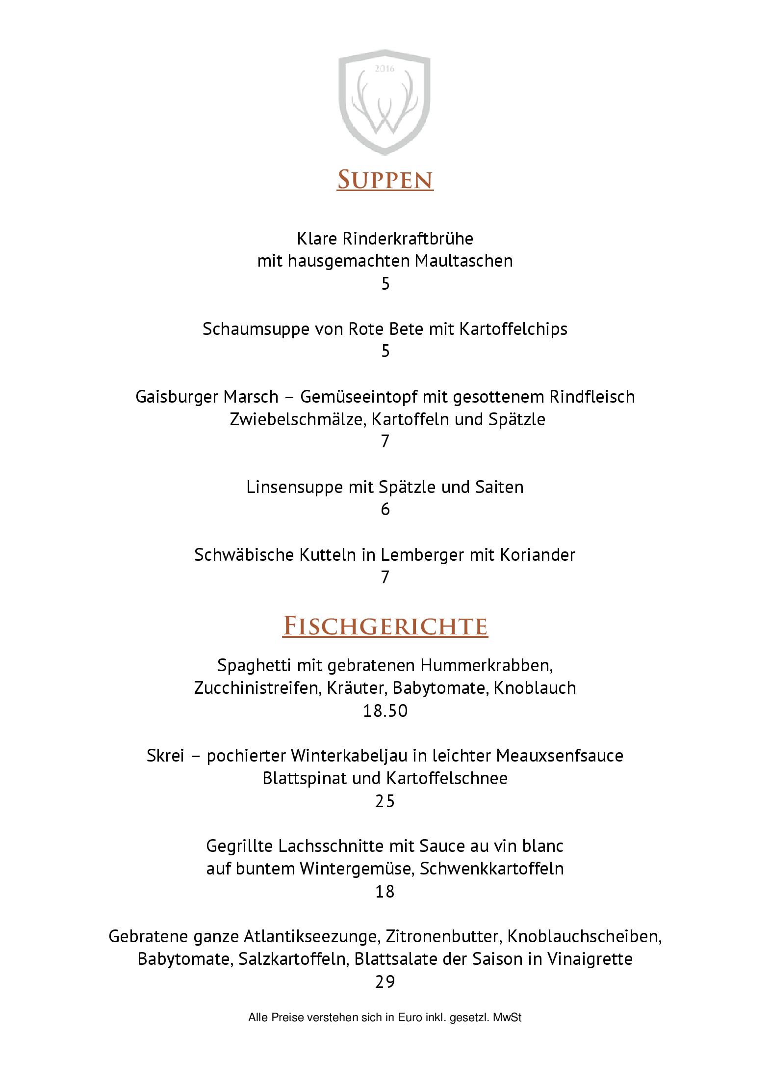 Speisekarte März 