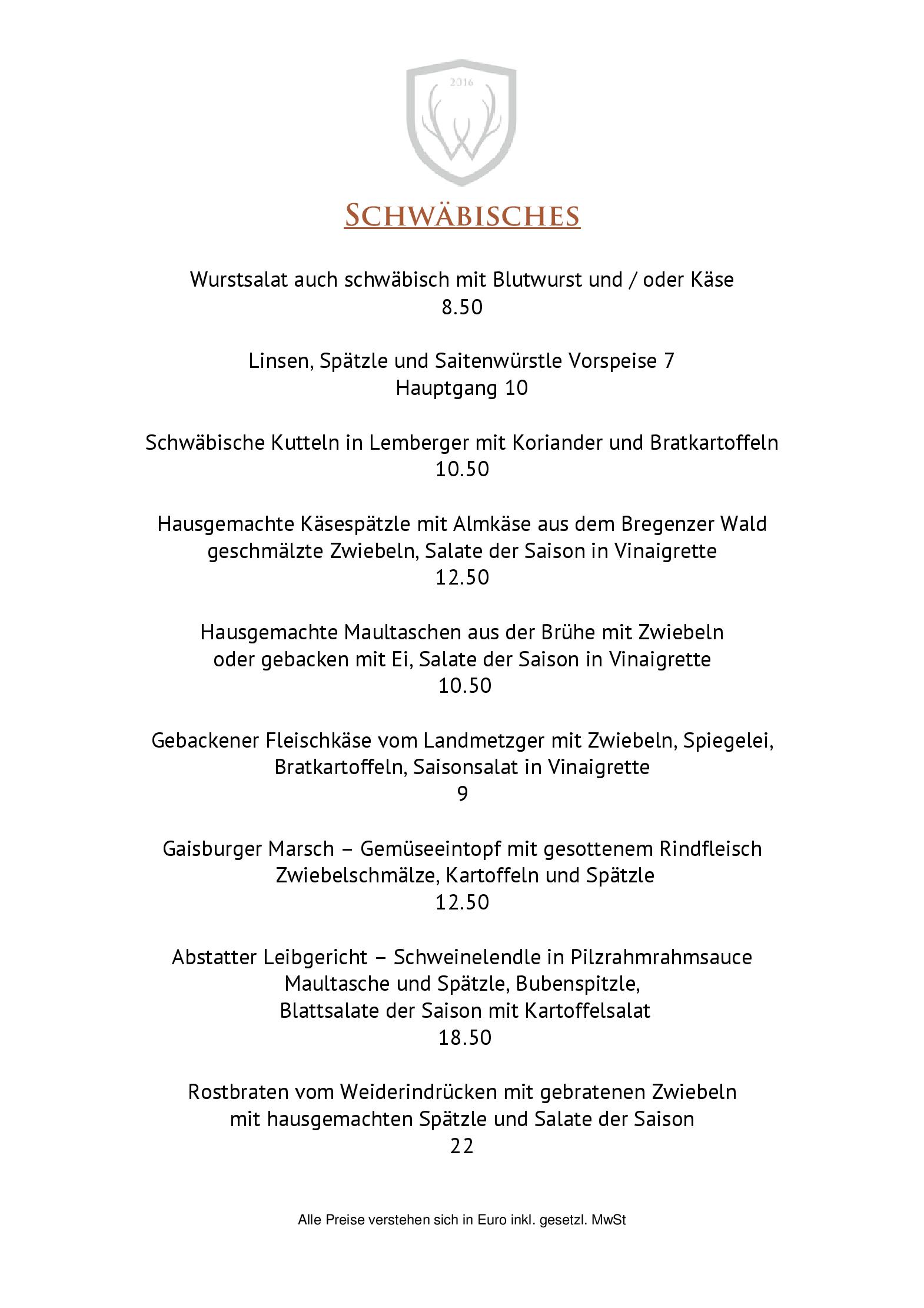 Speisekarte März 