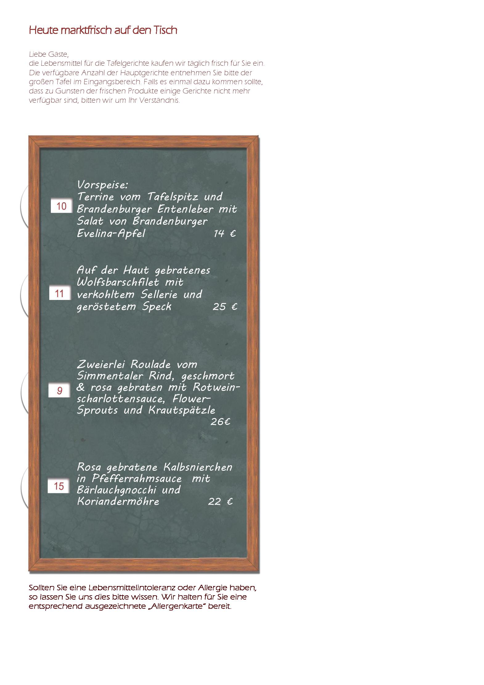 Speisekarte