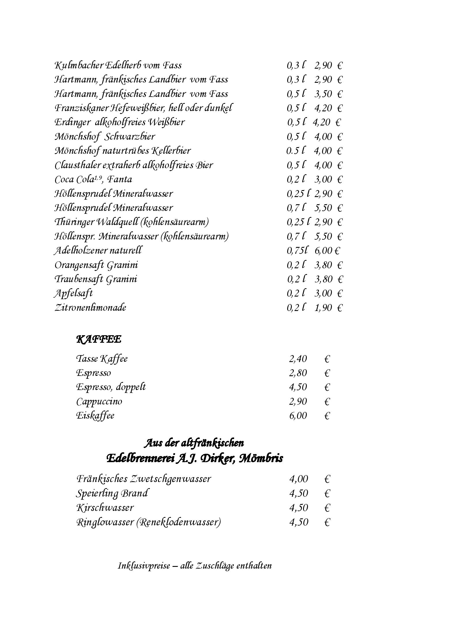 Speisekarte