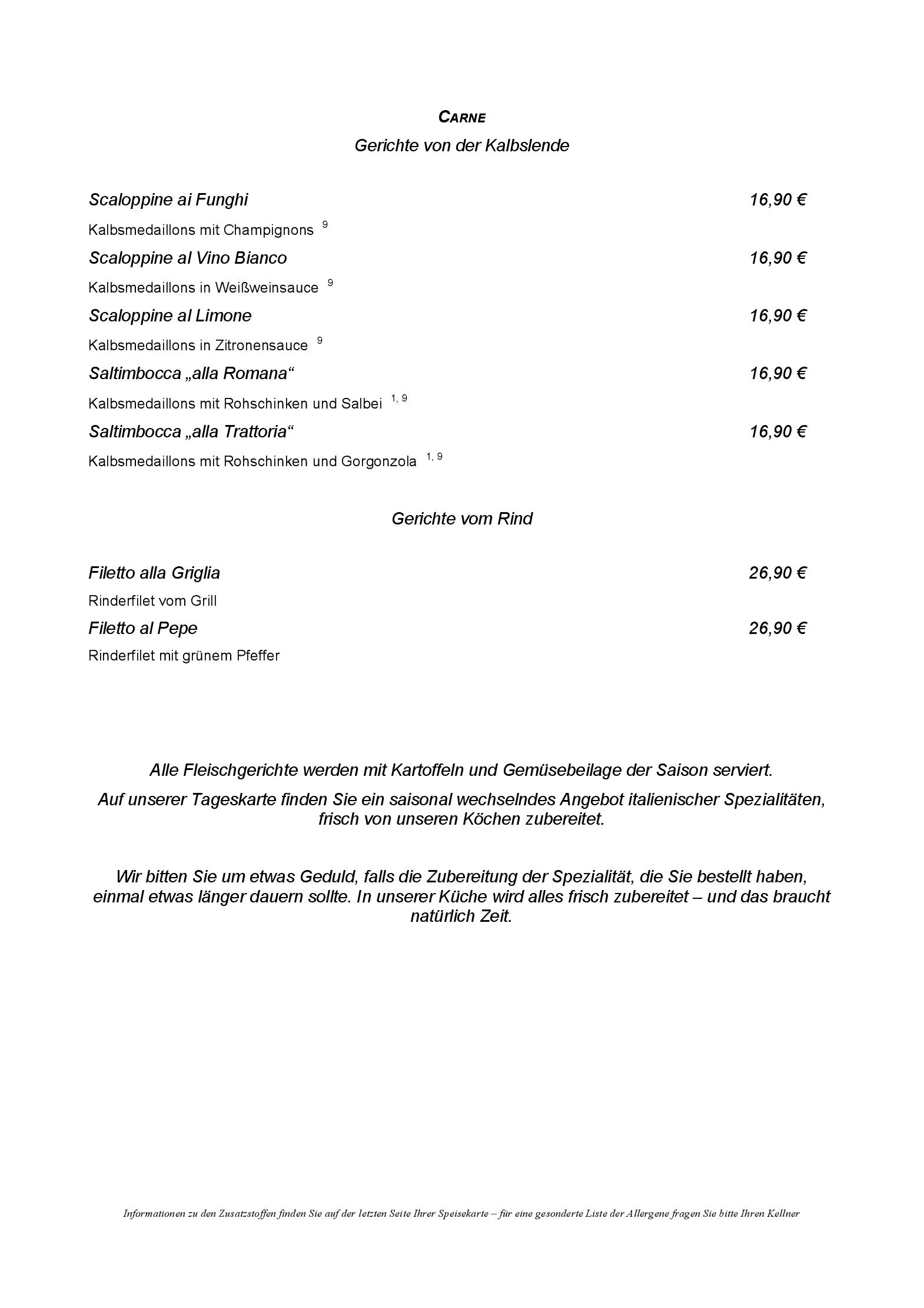 Speisekarte