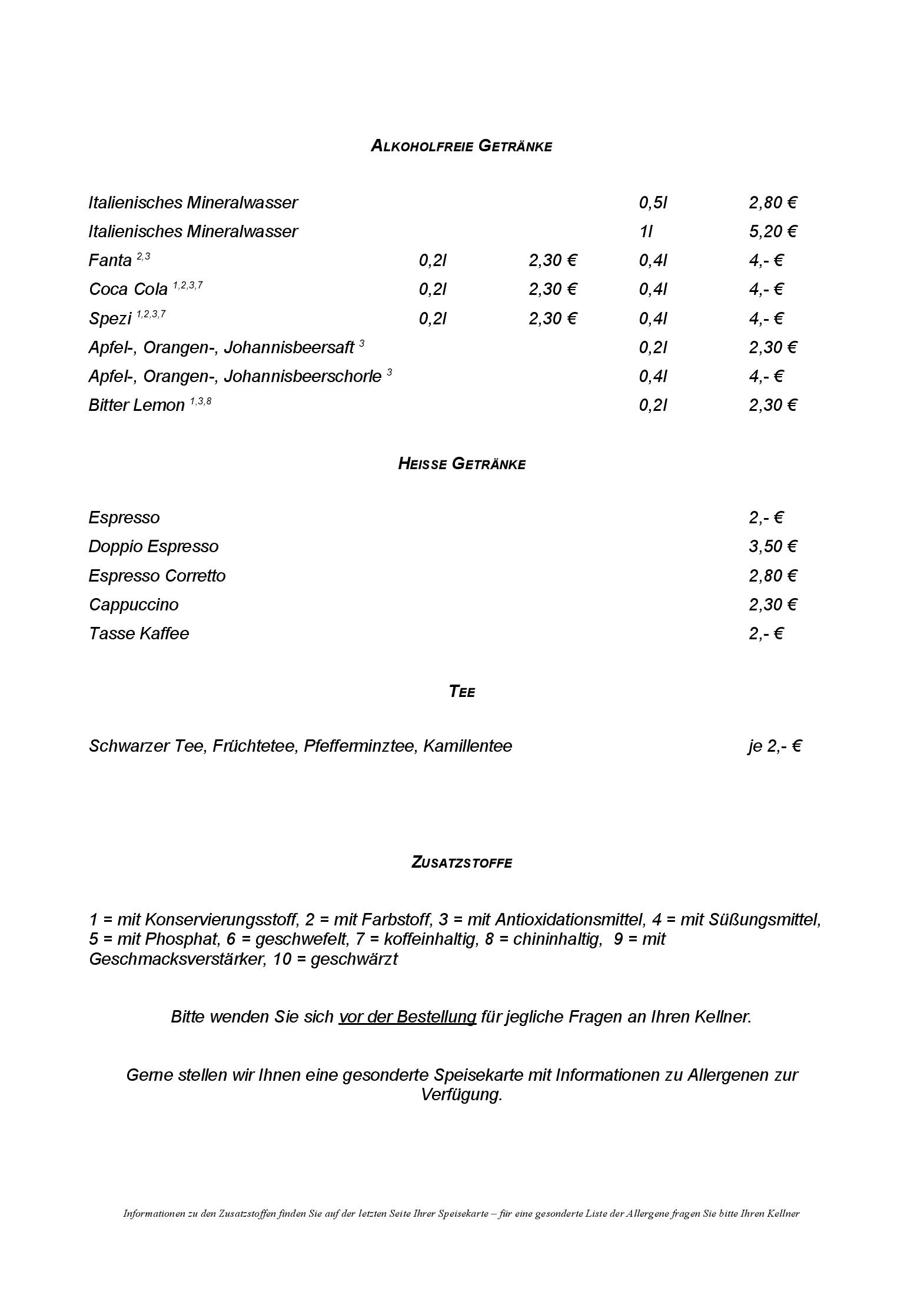 Speisekarte